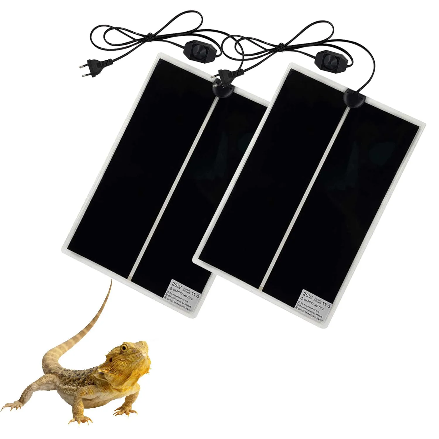 PeSandy Tappetino Riscaldanti Rettili Regolabile, 2 Pezzi Termoforo Non Adesivo per Tartaruga Serpenti Lucertola Geco Granchio Eremita - Tappetini Riscaldanti Rimovibile sotto Il Serbatoio(42x28CM) - immagine 8
