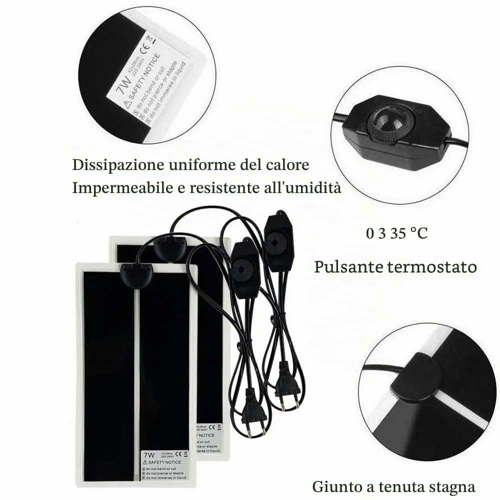 PeSandy Tappetino Riscaldanti Rettili Regolabile, 2 Pezzi Termoforo Non Adesivo per Tartaruga Serpenti Lucertola Geco Granchio Eremita - Tappetini Riscaldanti Rimovibile sotto Il Serbatoio(28x15CM) - immagine 4