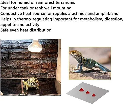 PeSandy Tappetino Riscaldanti Rettili Regolabile, 2 Pezzi Termoforo Non Adesivo per Tartaruga Serpenti Lucertola Geco Granchio Eremita - Tappetini Riscaldanti Rimovibile sotto Il Serbatoio(28x15CM) - immagine 8