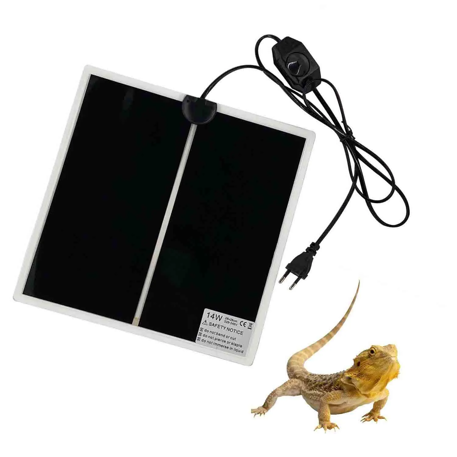 PeSandy Tappetino Riscaldanti Rettili Regolabile, 2 Pezzi Termoforo Non Adesivo per Tartaruga Serpenti Lucertola Geco Granchio Eremita - Tappetini Riscaldanti Rimovibile sotto Il Serbatoio(28x28CM) - immagine 9