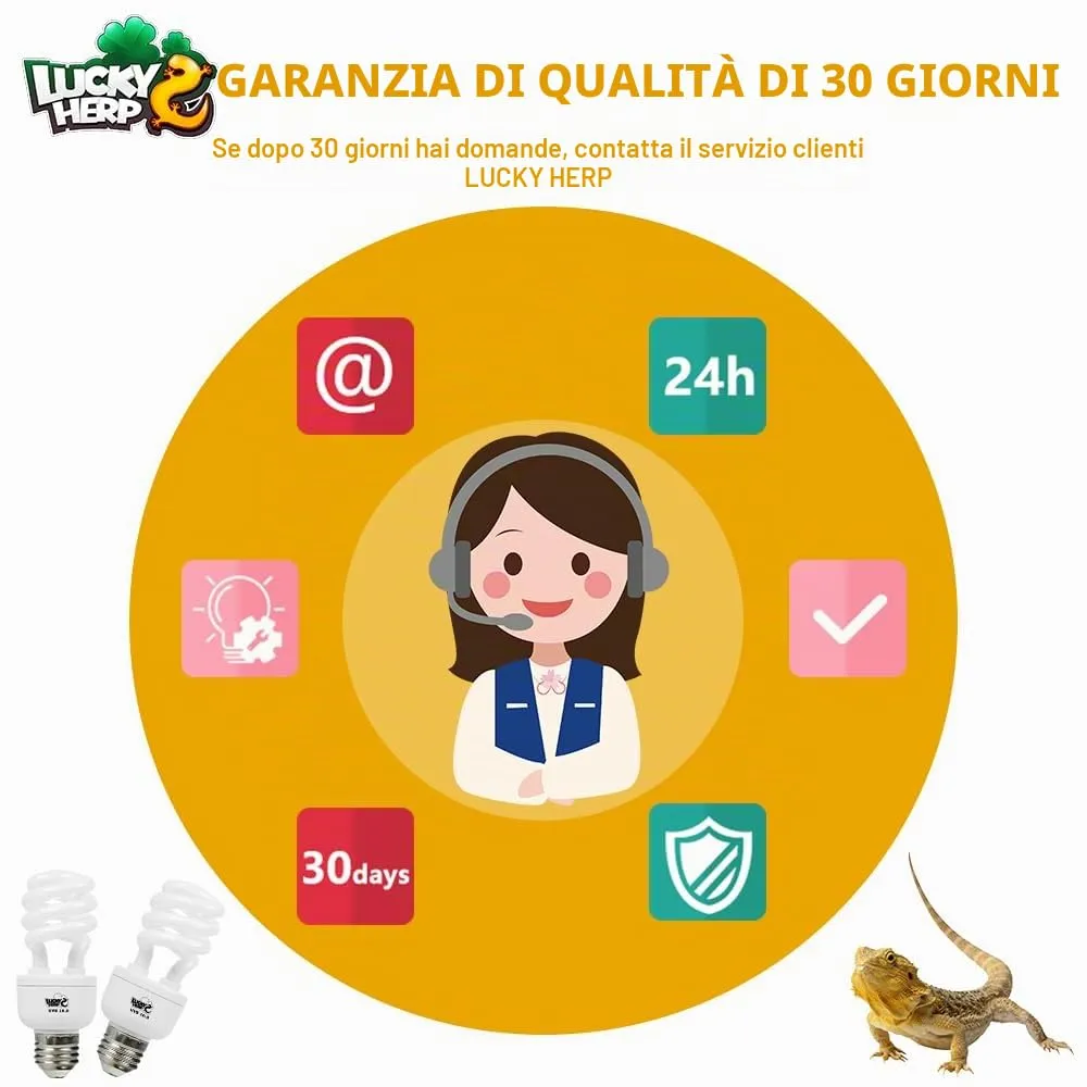 LUCKY HERP Lampada UVB per terrario, lampada per rettili, UVA UVB 10.0, E27, lampada compatta UVB 13 W, lampada da terrario UVA UVB per atlami da barba, tartarughe, serpenti, lucertole, rettili e - immagine 7