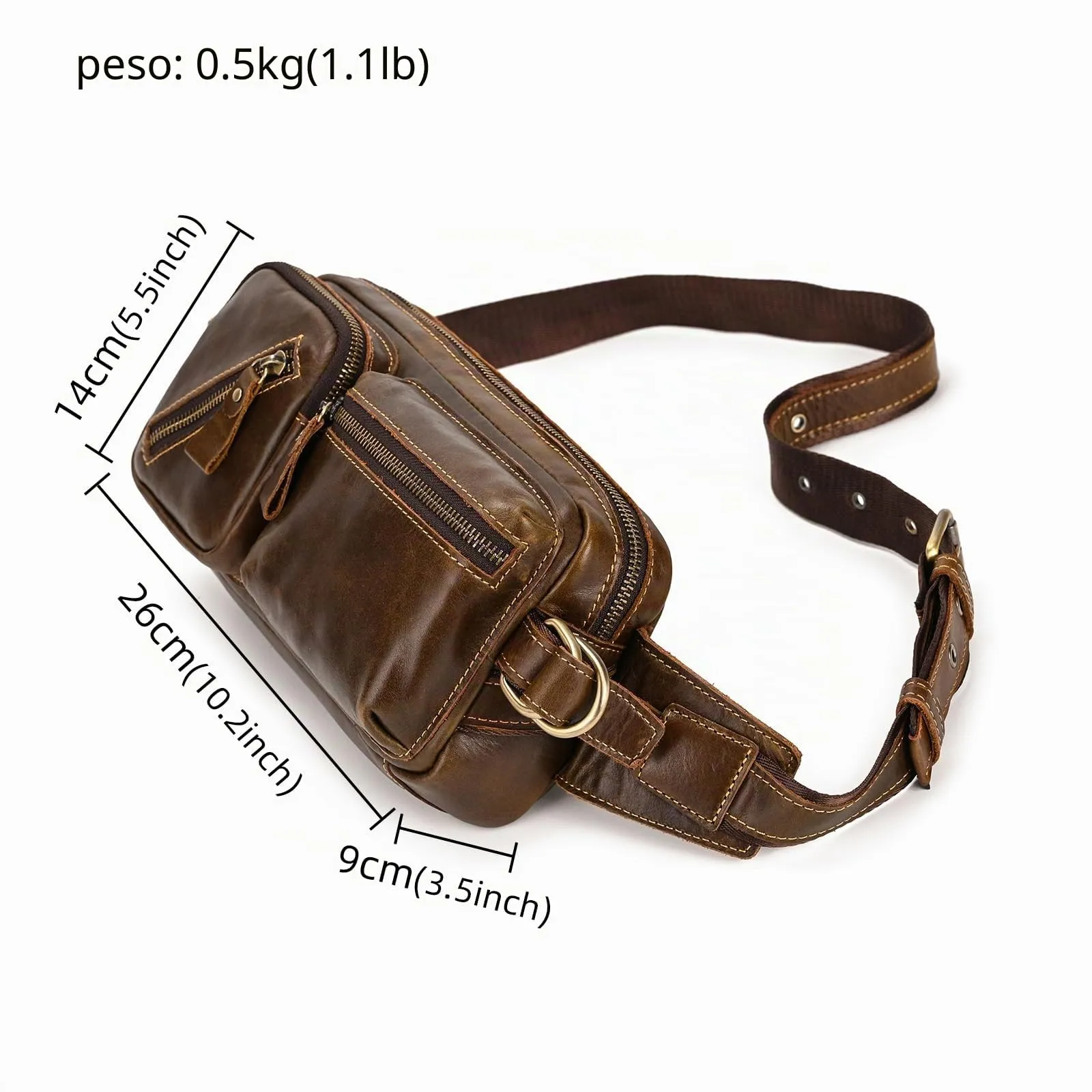 Vintage Marsupio per Uomo Donna Viaggi Escursionismo Running Hip Bum Pouch Belt Slim Cell Phone Pack Purse Wallet-1040 marrone - immagine 2