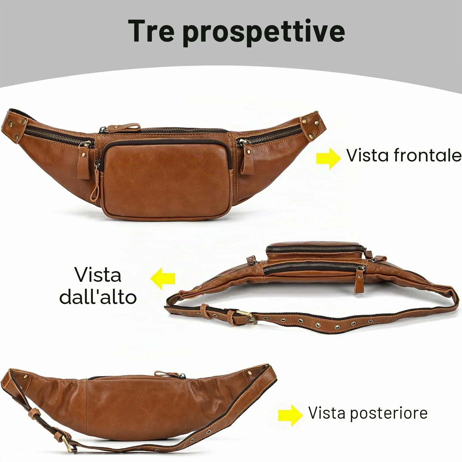 marsupio in vera pelle marsupi per uomo per viaggi festival passeggiate sport corsa palestra all'aperto allenamento esercizio marsupio marsupio-1030 marrone chiaro - immagine 5