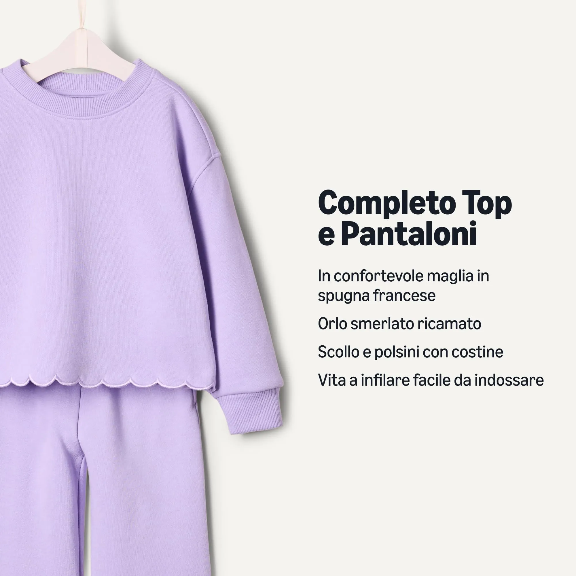 Amazon Essentials Sofia Grainge, Set di Pantaloni e Top in Spugna Francese, da Bambina, 3-6 Mesi, Colore: Lilla - immagine 2