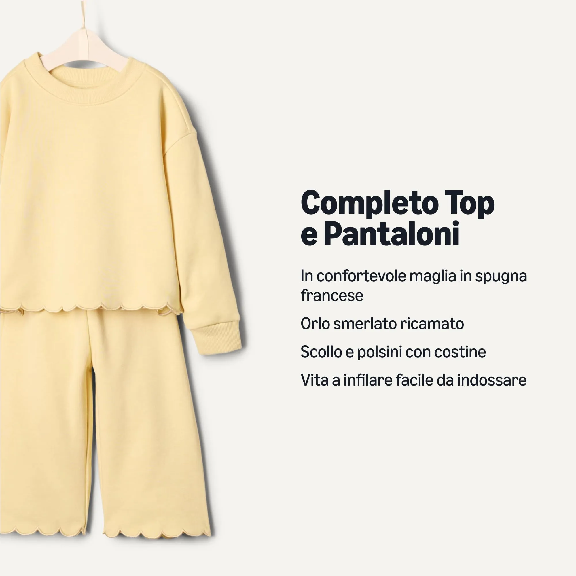Amazon Essentials Sofia Grainge, Set di Pantaloni e Top in Spugna Francese, da Bambina, Colore: Giallo Burro, 0-3 Mesi - immagine 2