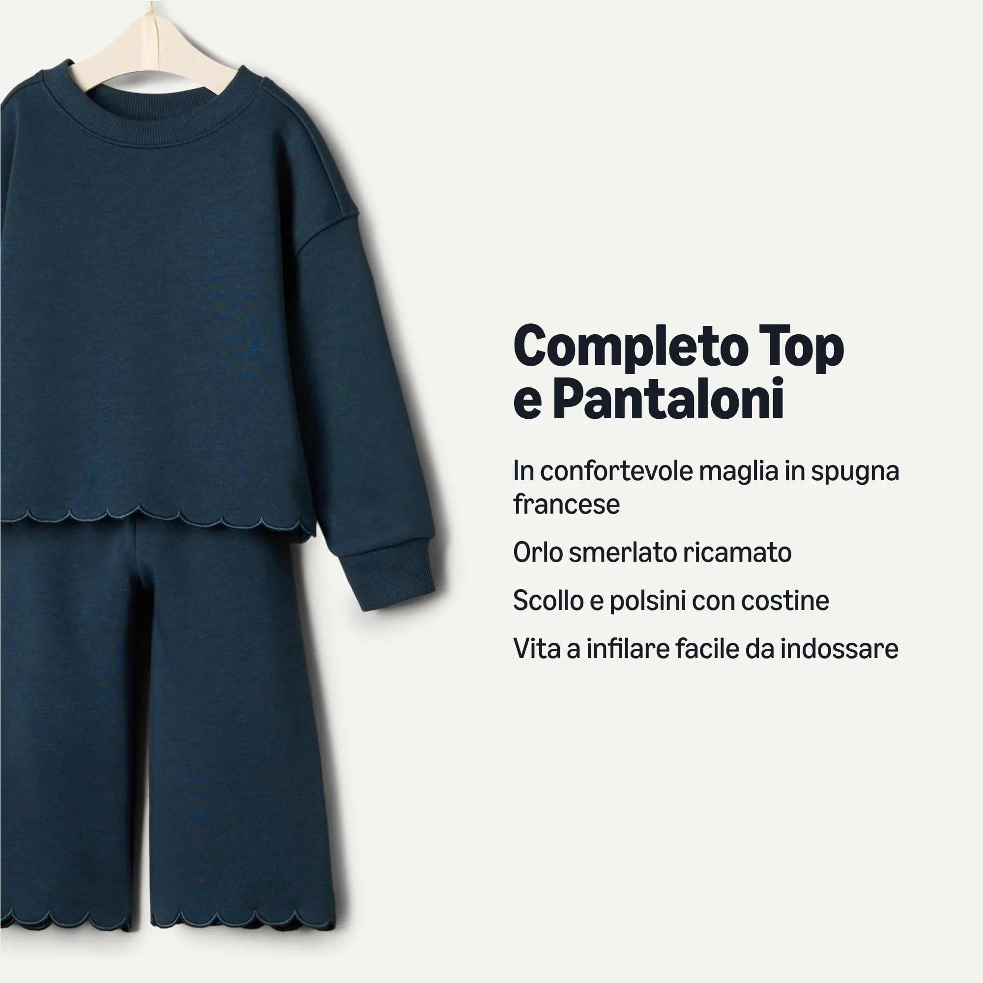 Amazon Essentials Sofia Grainge - Completo con Pantaloni e Top in Spugna Francese, da Bambina, 6-9 Mesi, Colore: Blu Scuro - immagine 2
