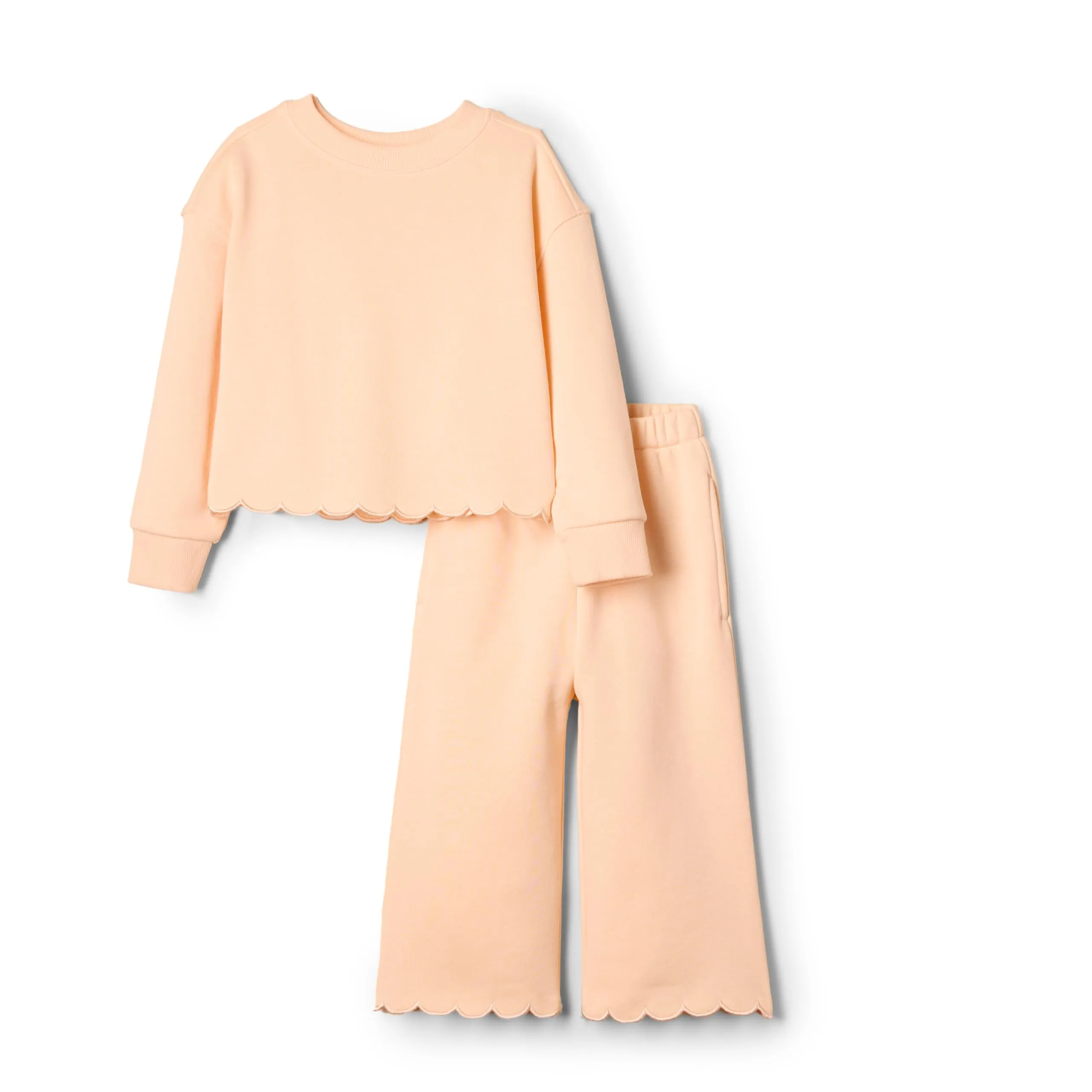 Amazon Essentials Set di Pantaloni e Top in Spugna Francese Smerlato per Bambina, Pesca pallida, 6-9 Mesi - immagine 1