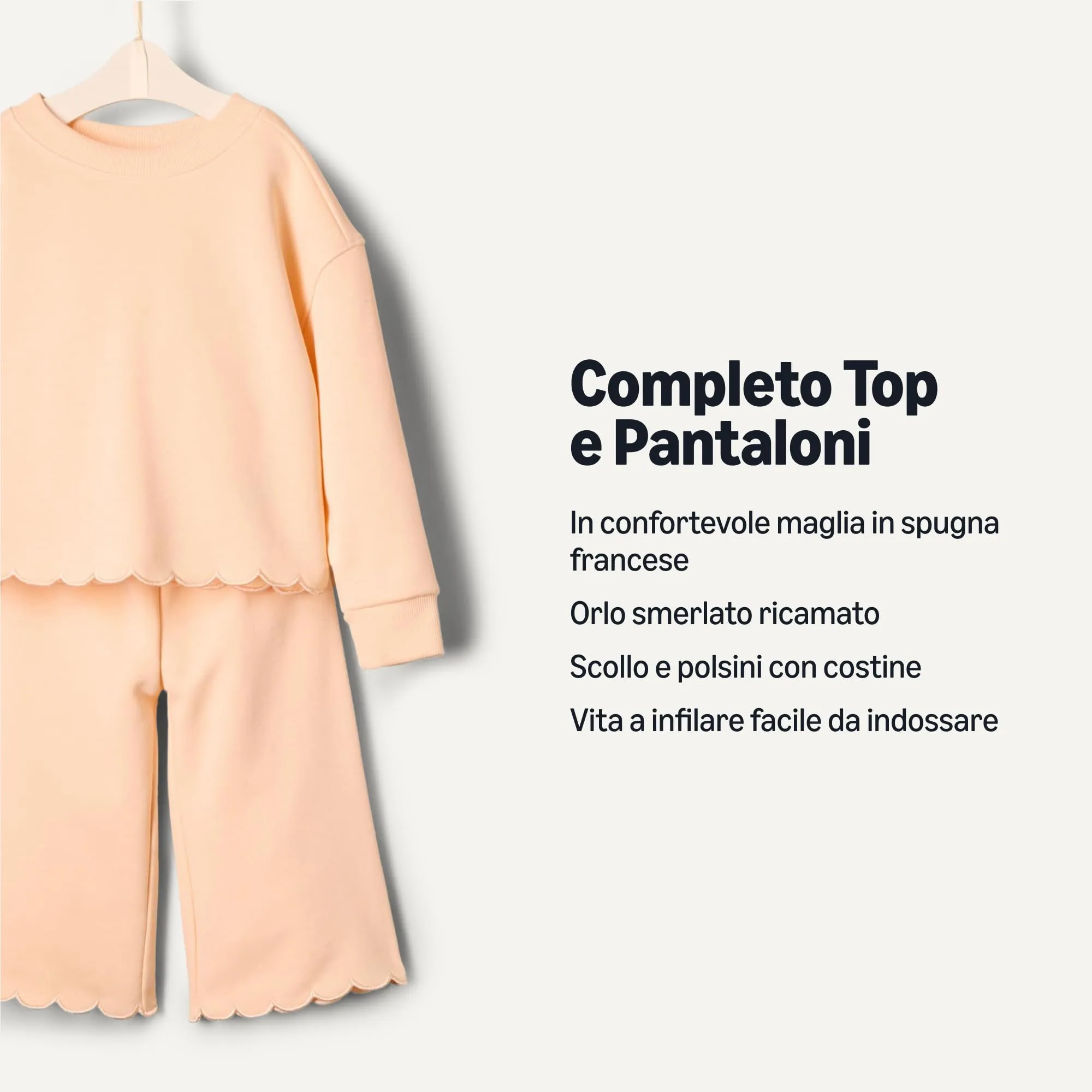 Amazon Essentials Sofia Grainge, Set di Pantaloni e Top in Spugna Francese, da Bambina, Pesca Pallido, 4T - immagine 2