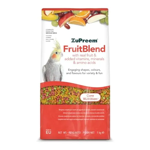 Zupreem Multifruits - Mangime per uccelli da compagnia, frutta e vitamine, mangime per uccelli, indicato per agapornis, cacatua NINFA, cotorre argentine e altri uccelli di medie dimensioni, 1 kg - immagine 5