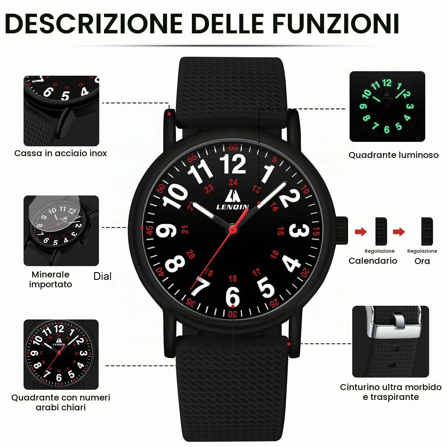 LN LENQIN Orologio Uomo Orologi Analogici Al Quarzo Per Orologi Da Polso Impermeabili Orologio Casual Da Uomo Di Design Con Data - immagine 8