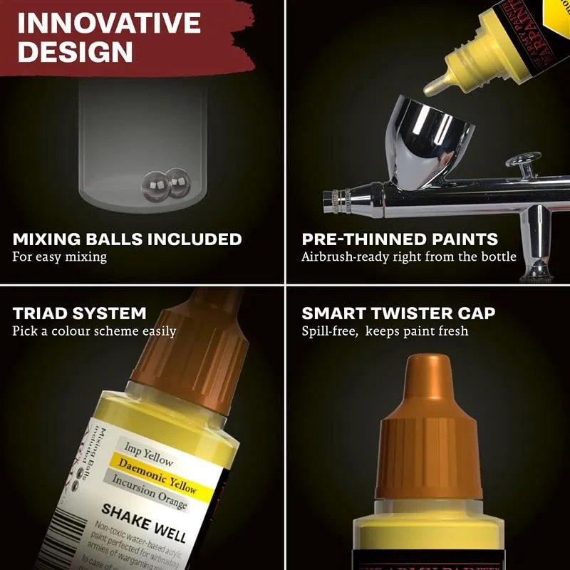 The Army Painter, Airbrush Primary Bundle Blue, 2 triadi di colore blu con 6 colori acrilici diluiti per aerografo da 18 ml - Vernice per una pistola a spruzzo per miniature di D&D e Warhammer - immagine 3