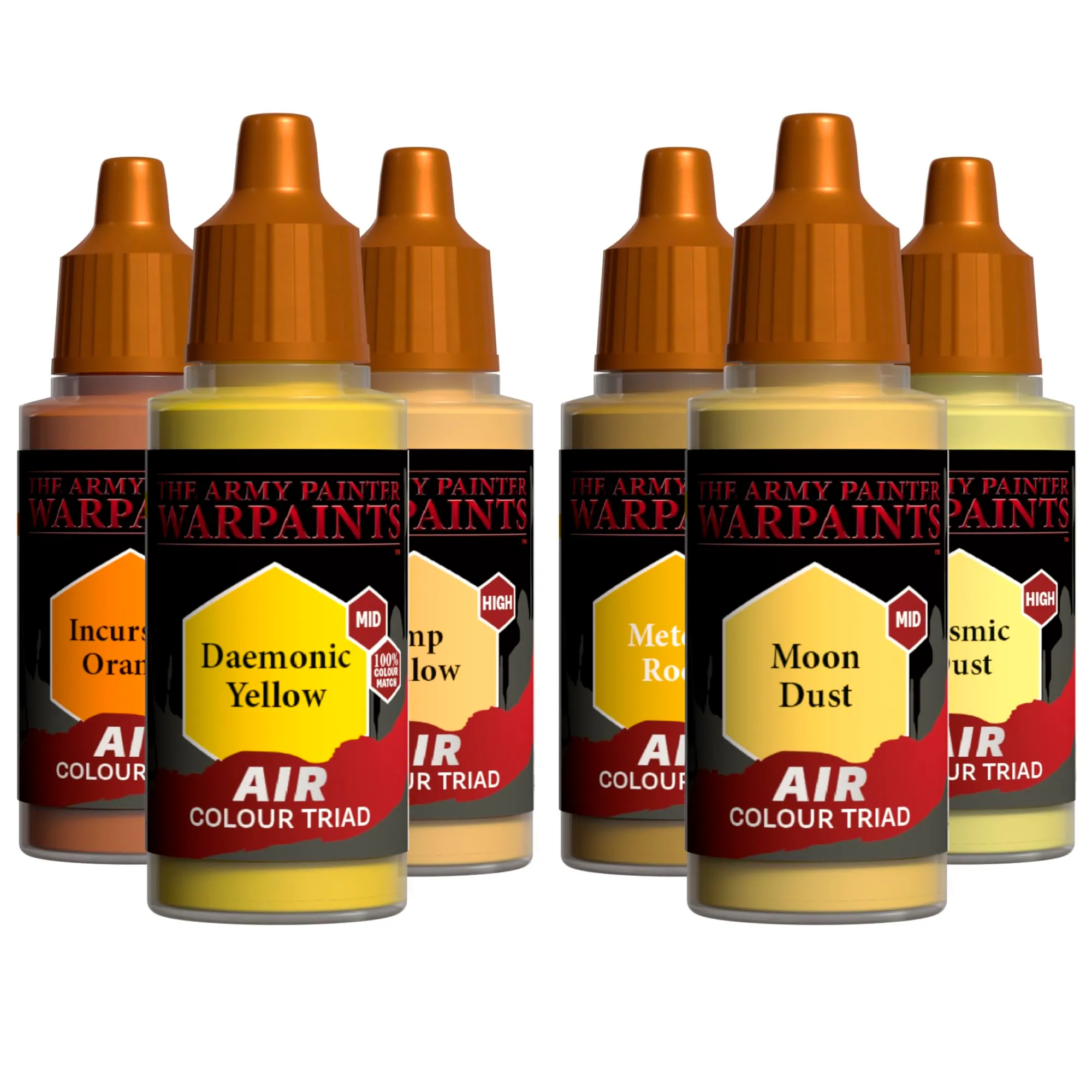 The Army Painter, Airbrush Primary Bundle Yellow, 2 Triads x 6 x 18 ml - immagine 1