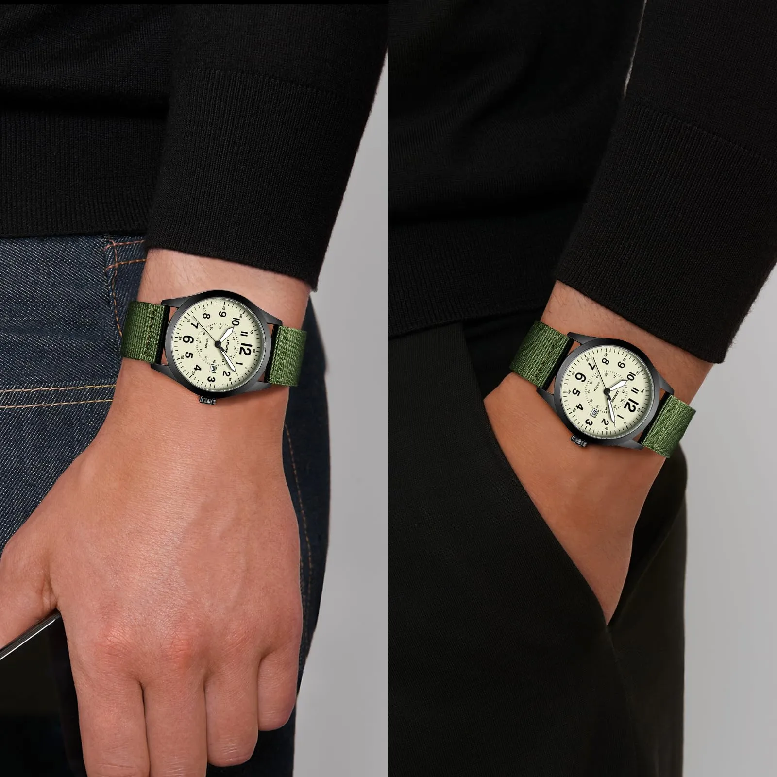 LN LENQIN Orologio Uomo Militare Analogico Quarzo Impermeabile - immagine 6