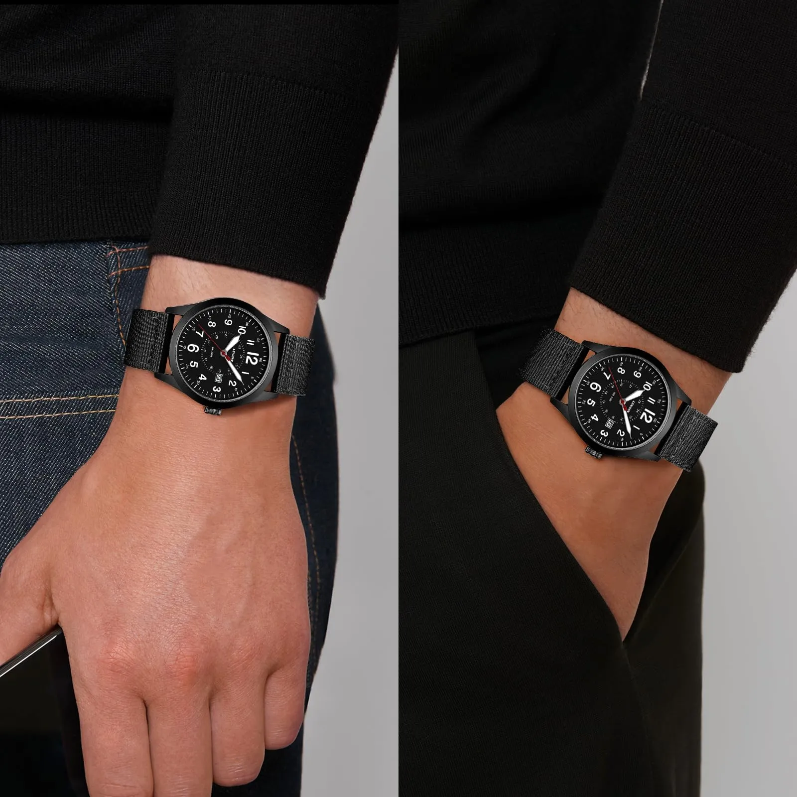 LN LENQIN Orologio Uomo Militare Analogico Quarzo Impermeabile - immagine 6