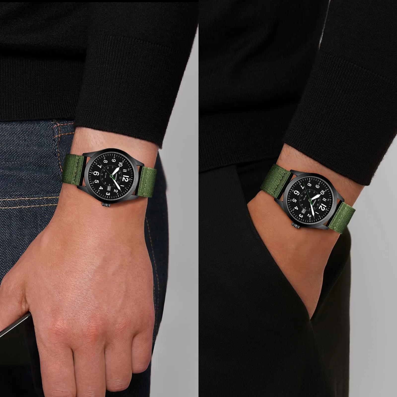 LN LENQIN Orologio Uomo Militare Analogico Quarzo Impermeabile - immagine 5
