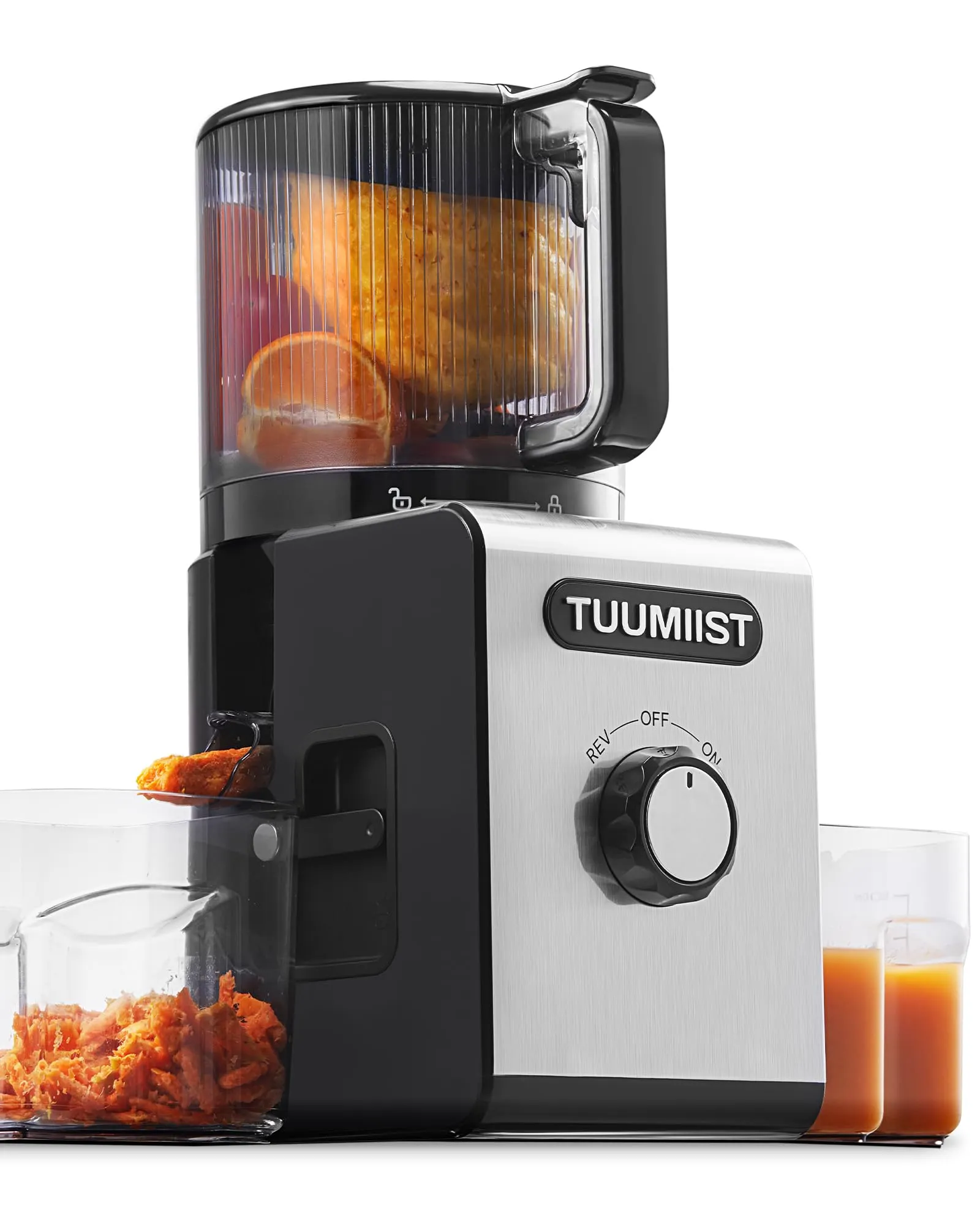 TUUMIIST Estrattore Frutta e Verdura 150 mm, 3L Estrattore di Succo, Centrifuga Frutta e Verdura, 99% Nutrienti Preservati, Senza BPA, Nero - immagine 1