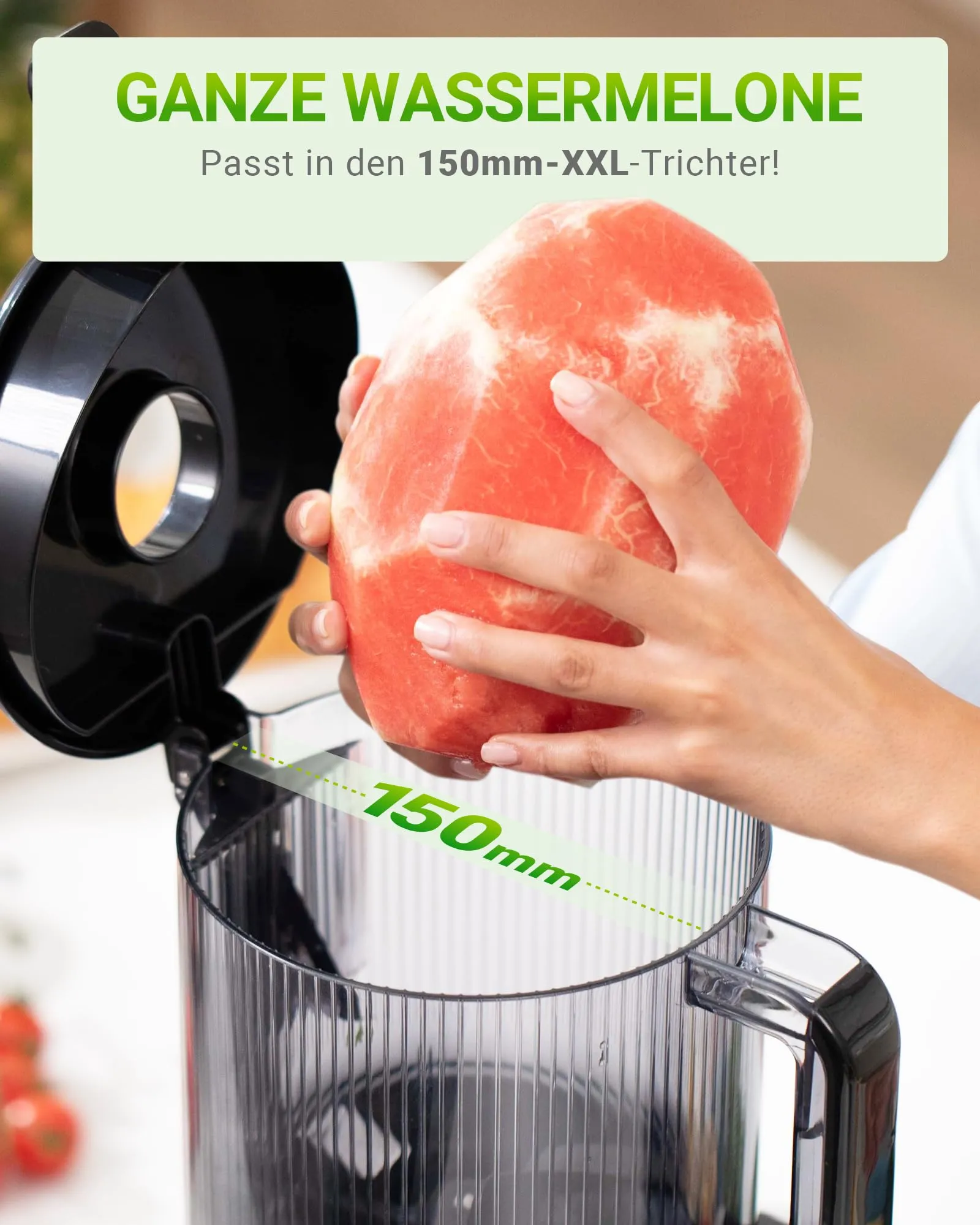 TUUMIIST Estrattore Frutta e Verdura 150 mm, 3L Estrattore di Succo, Centrifuga Frutta e Verdura, 99% Nutrienti Preservati, Senza BPA, Nero - immagine 3