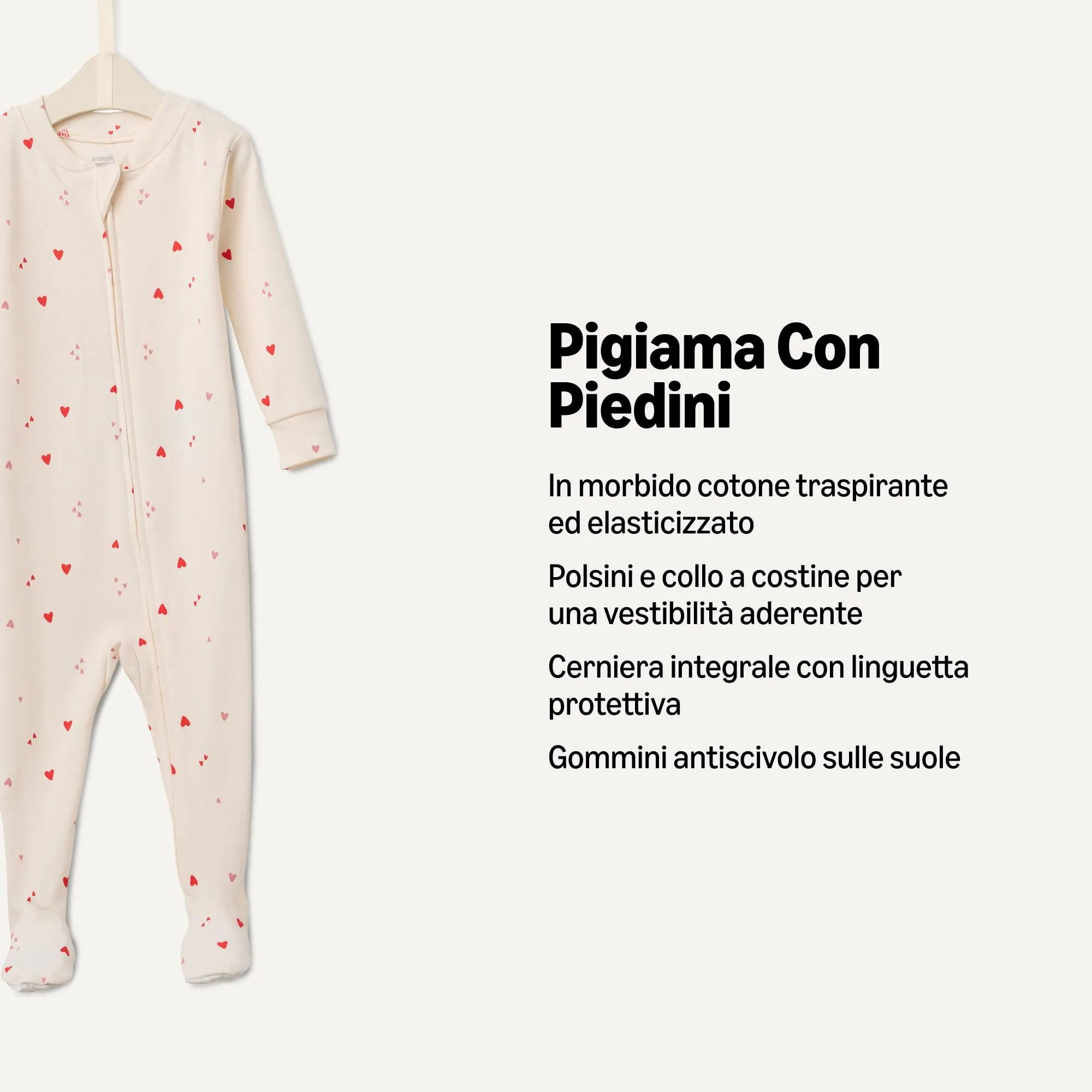 Amazon Essentials x Sofia Grainge Pigiami con Piedi Attillati in Cotone Unisex Bimbi, Pacco da 2, Cuori Multipli/Rosato, Prematuro - immagine 2