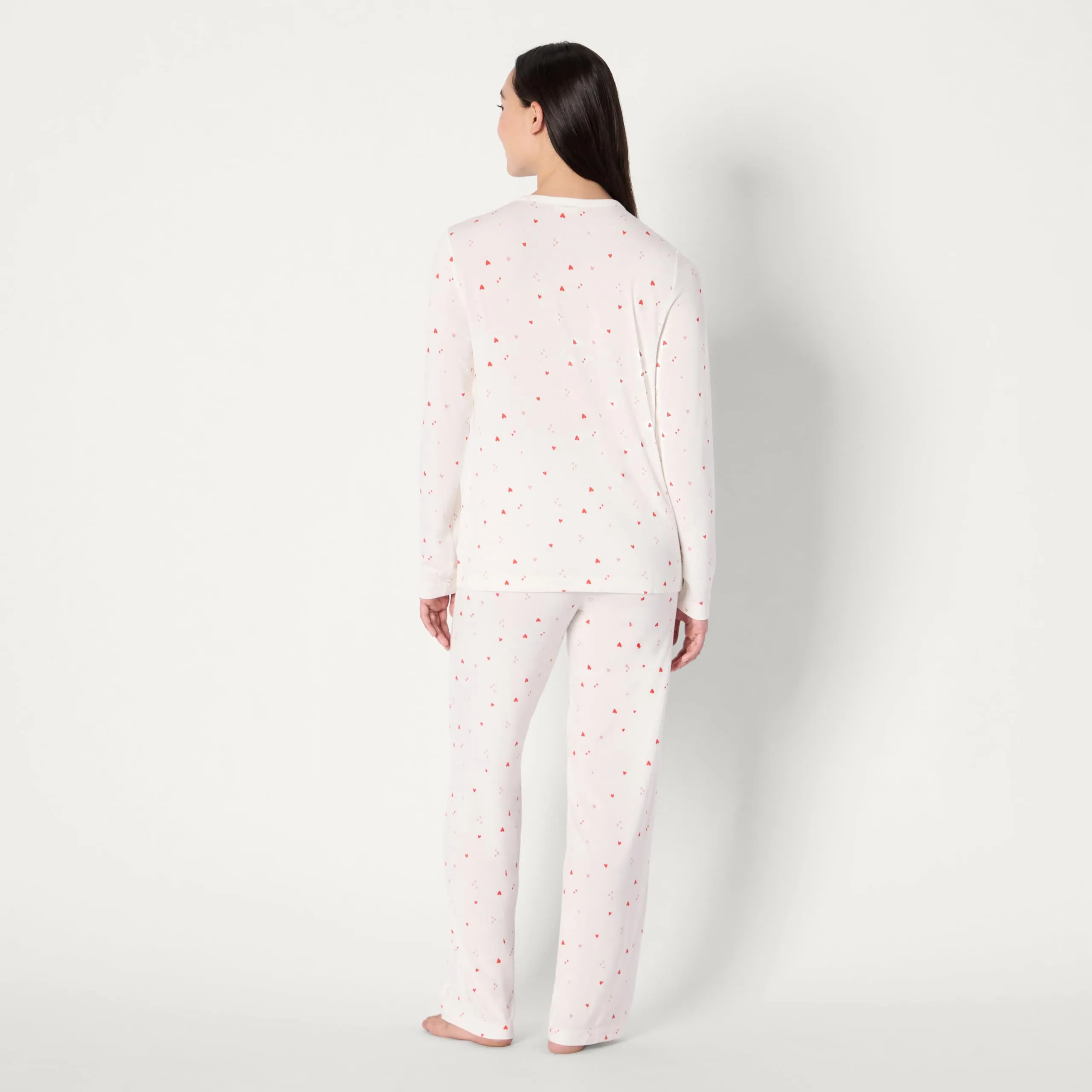 Amazon Essentials x Sofia Grainge Set Pigiama a Maniche Lunghe Stile Henley Donna, Avorio Cuori Multipli, L - immagine 5