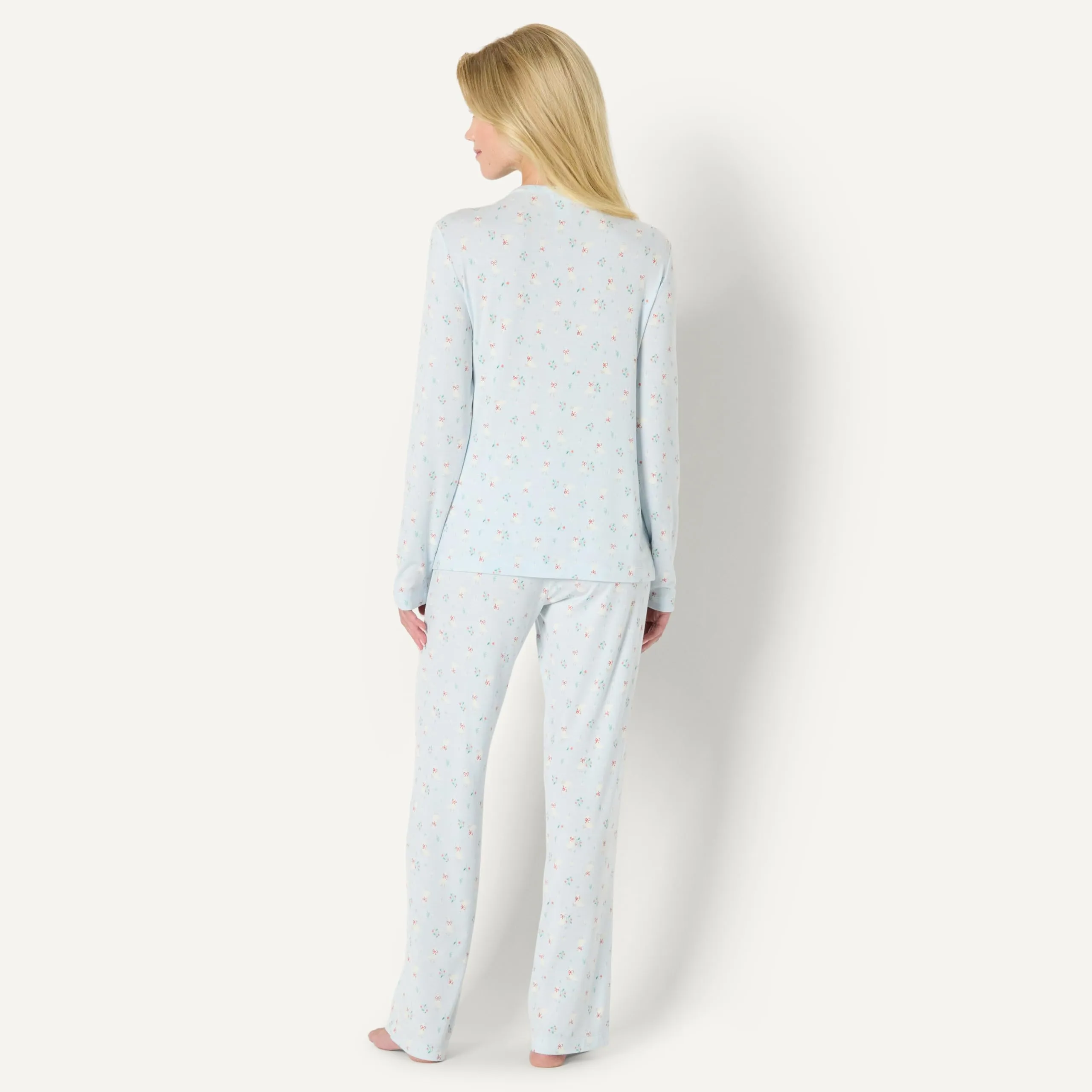 Amazon Essentials x Sofia Grainge Set Pigiama a Maniche Lunghe Stile Henley Donna, Blu Chiaro Oche, M - immagine 5