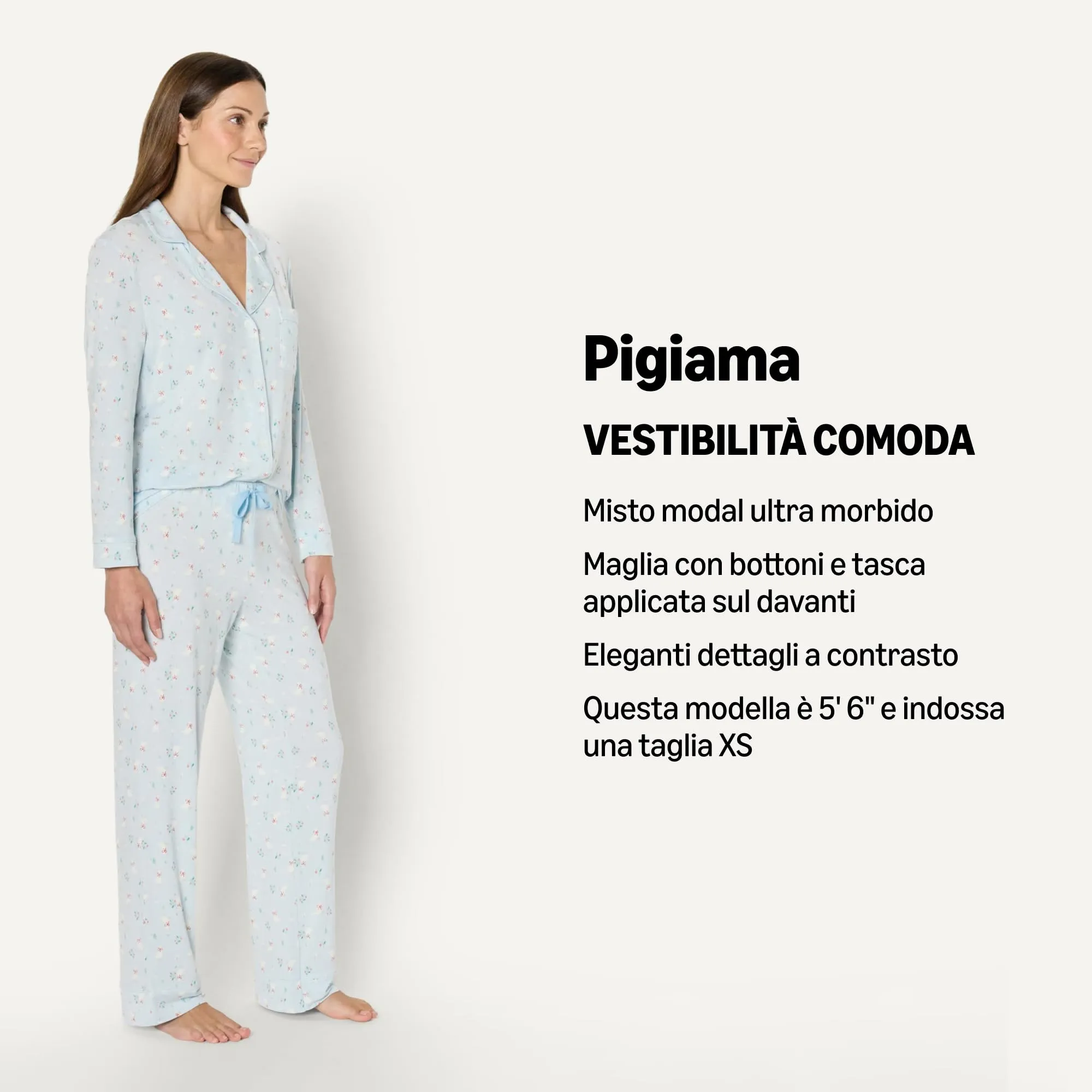 Amazon Essentials X Sofia Grainge - Pigiama Unisex da Donna, Motivo oche celesti, XS - immagine 2
