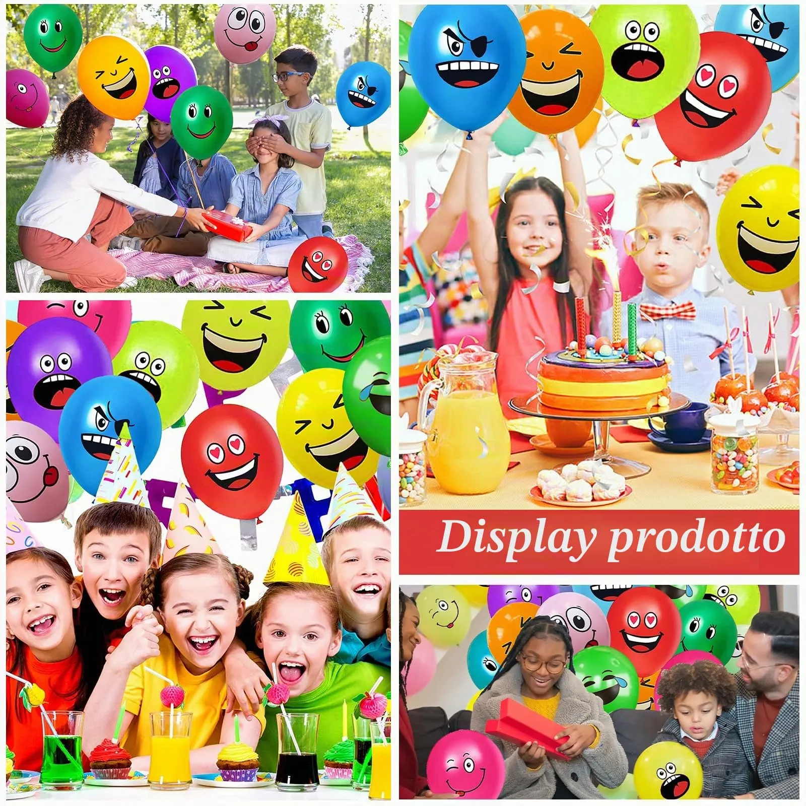 AUNGKWANG 20/50/100/200 Pezzi Palloncini Smiley, 12 Pollici Emoji Lattice Palloncino Festa, Palloncini Colorati per Feste Anniversario San Valentino Compleanno Festa Battesimo Baby Shower Deco - immagine 4