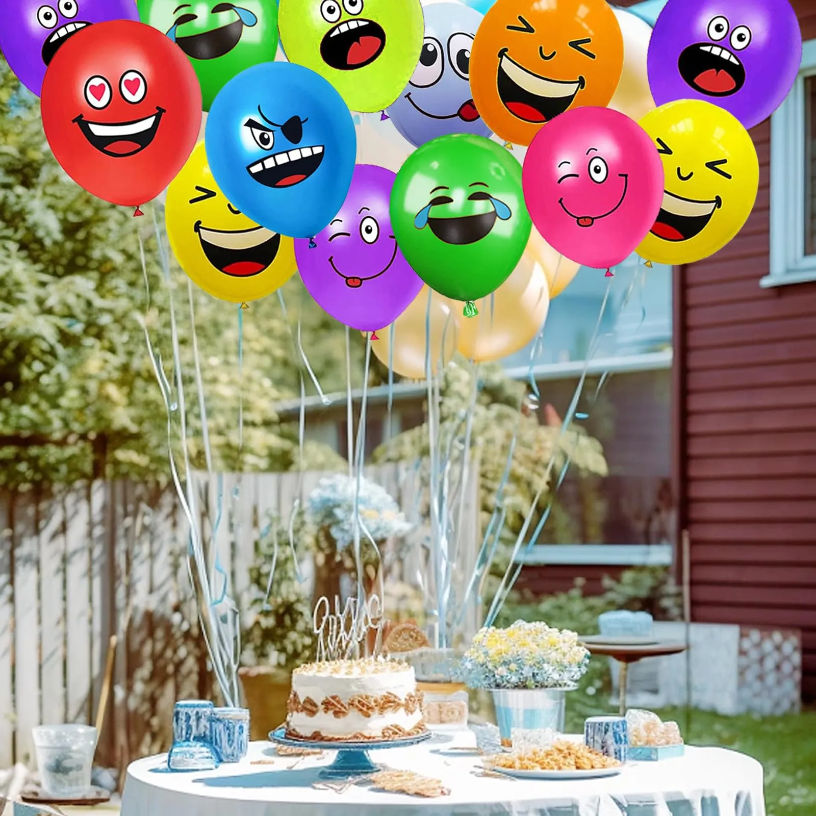 AUNGKWANG 20/50/100/200 Pezzi Palloncini Smiley, 12 Pollici Emoji Lattice Palloncino Festa, Palloncini Colorati per Feste Anniversario San Valentino Compleanno Festa Battesimo Baby Shower Deco - immagine 5