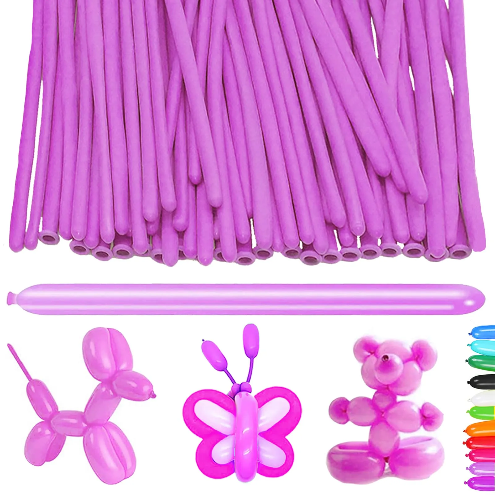 AUNGKWANG 100 Pezzi Palloncini Modellabili, Viola Magici Palloncini Lattice, Lungo Palloncinis, MagiciPalloncini per Feste, Compleanni, Matrimoni Decorazione, Anniversari Decorazione - immagine 1