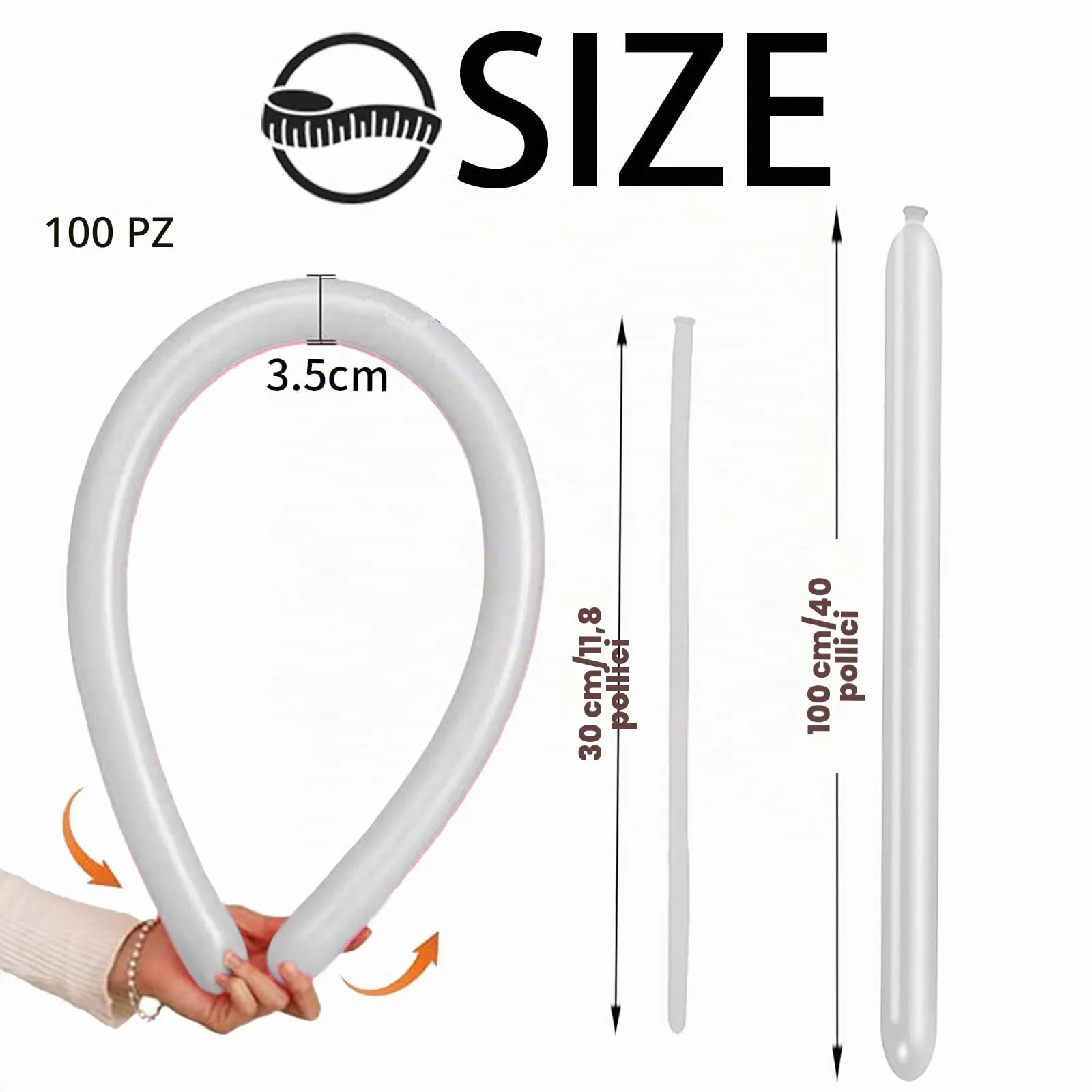 AUNGKWANG 100 Pezzi Palloncini Modellabili, Bianco Magici Palloncini Lattice, Lungo Palloncinis, MagiciPalloncini per Feste, Compleanni, Matrimoni Decorazione, Anniversari Decorazione - immagine 2