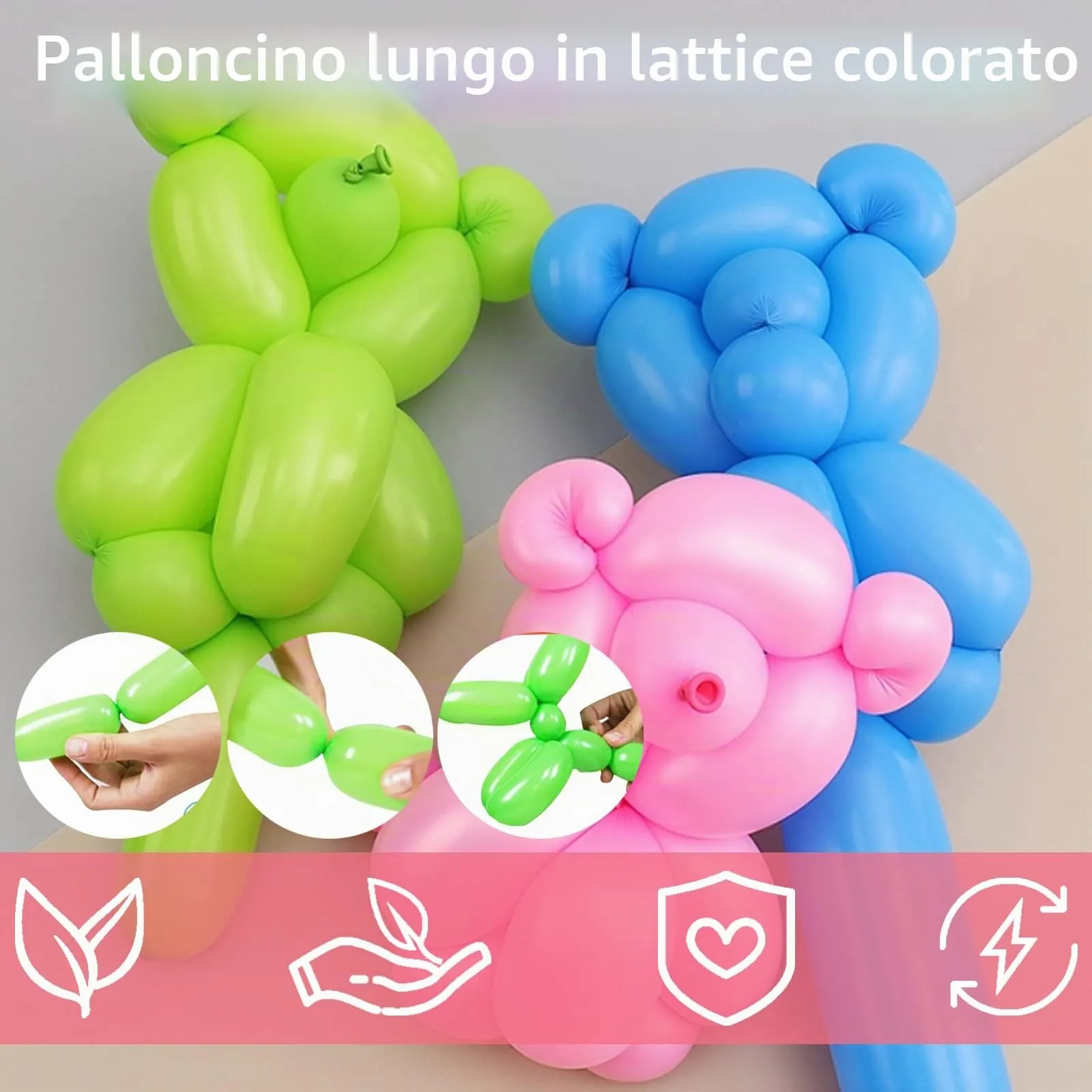 AUNGKWANG 100 Pezzi Palloncini Modellabili, Bianco Magici Palloncini Lattice, Lungo Palloncinis, MagiciPalloncini per Feste, Compleanni, Matrimoni Decorazione, Anniversari Decorazione - immagine 4