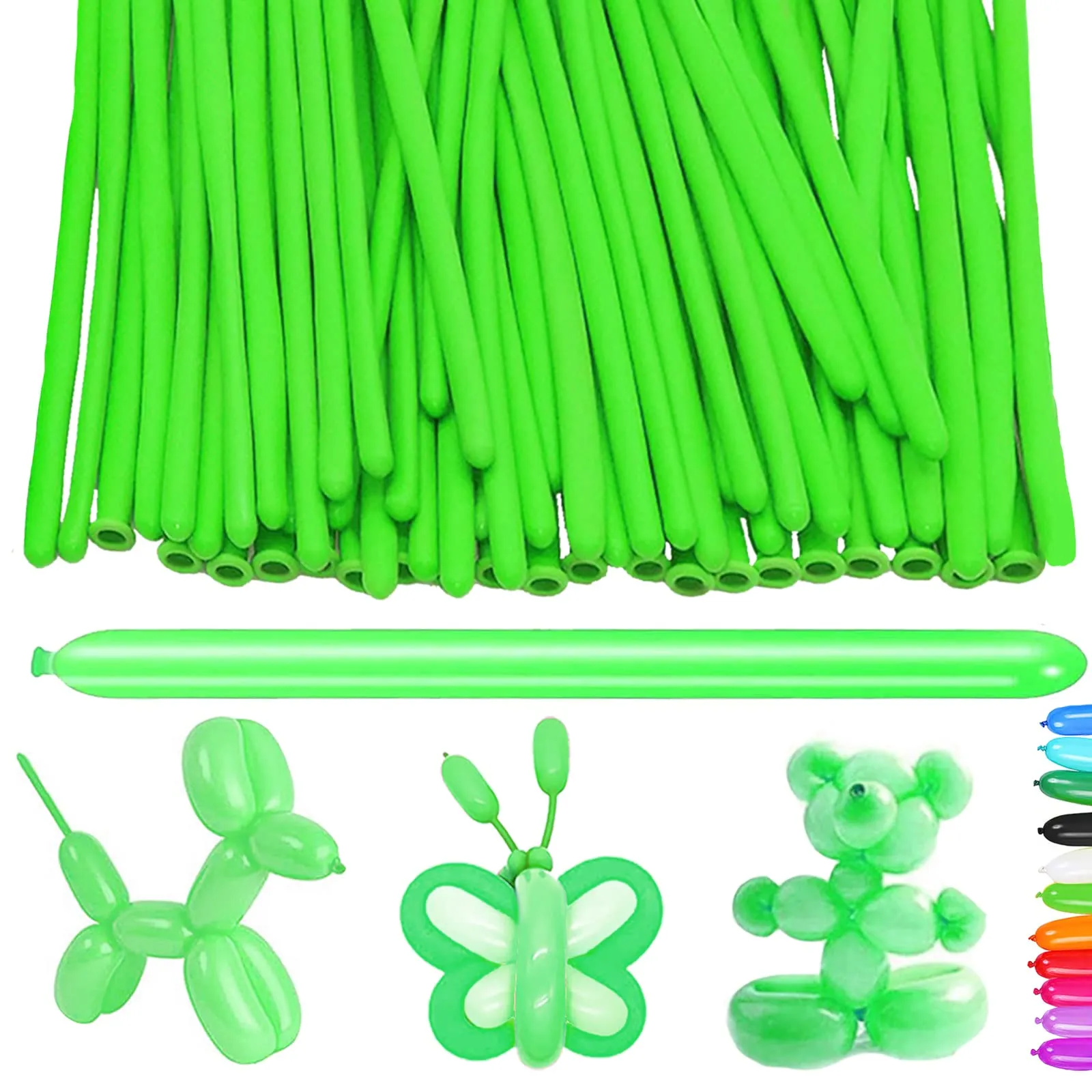 AUNGKWANG 100 Pezzi Palloncini Modellabili, Verde Erba Magici Palloncini Lattice, Lungo Palloncinis, MagiciPalloncini per Feste, Compleanni, Matrimoni Decorazione, Anniversari Decorazione - immagine 1