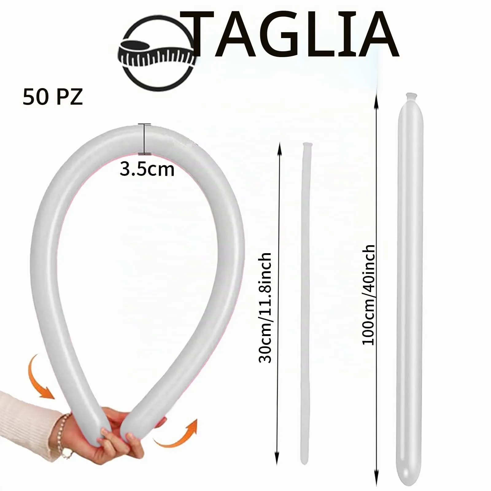 AUNGKWANG 50 Pezzi Palloncini Modellabili, Bianco Magici Palloncini Lattice, Lungo Palloncinis, MagiciPalloncini per Feste, Compleanni, Matrimoni Decorazione, Anniversari Decorazione - immagine 2