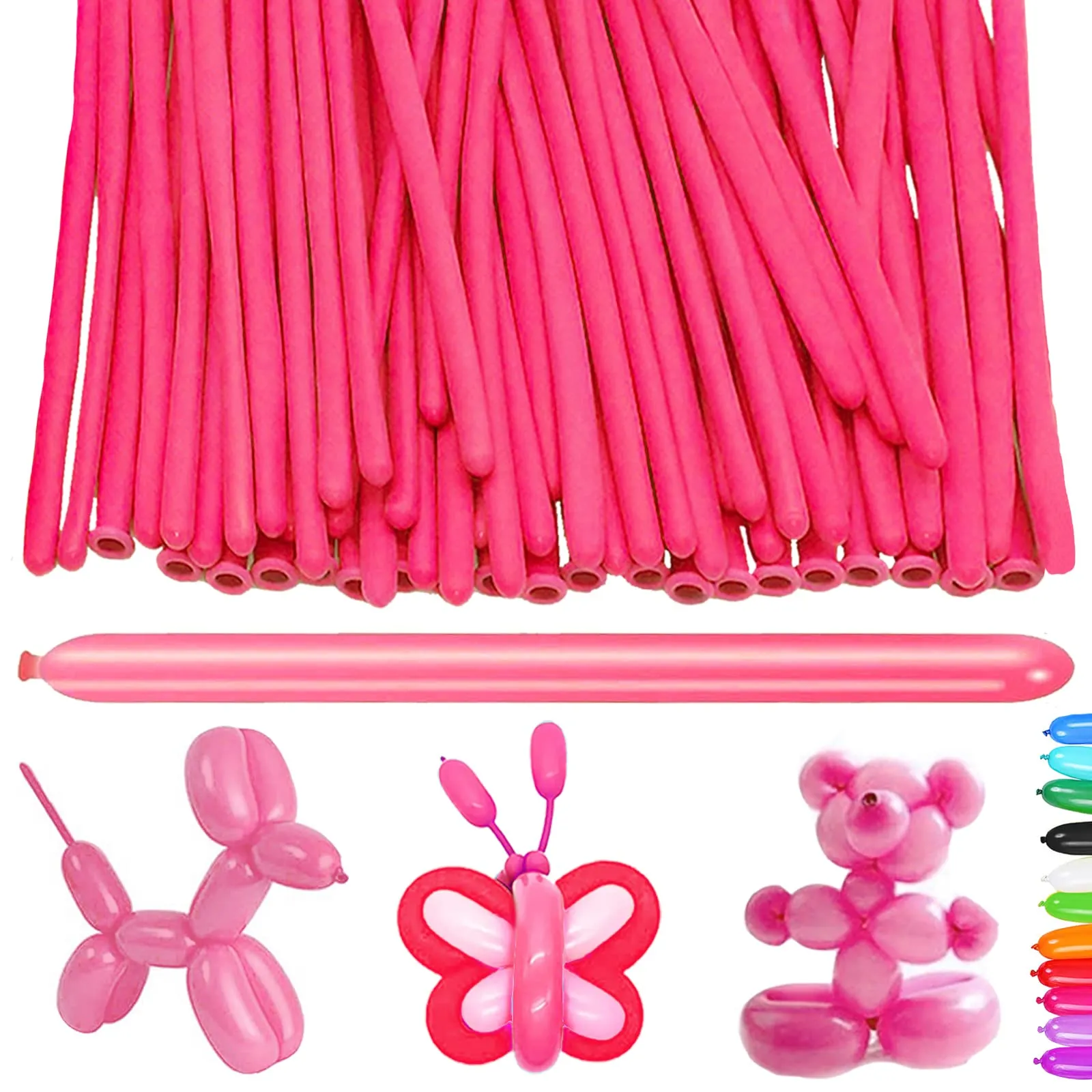 AUNGKWANG 100 Pezzi Palloncini Modellabili, Rosa Magici Palloncini Lattice, Lungo Palloncinis, MagiciPalloncini per Feste, Compleanni, Matrimoni Decorazione, Anniversari Decorazione - immagine 1