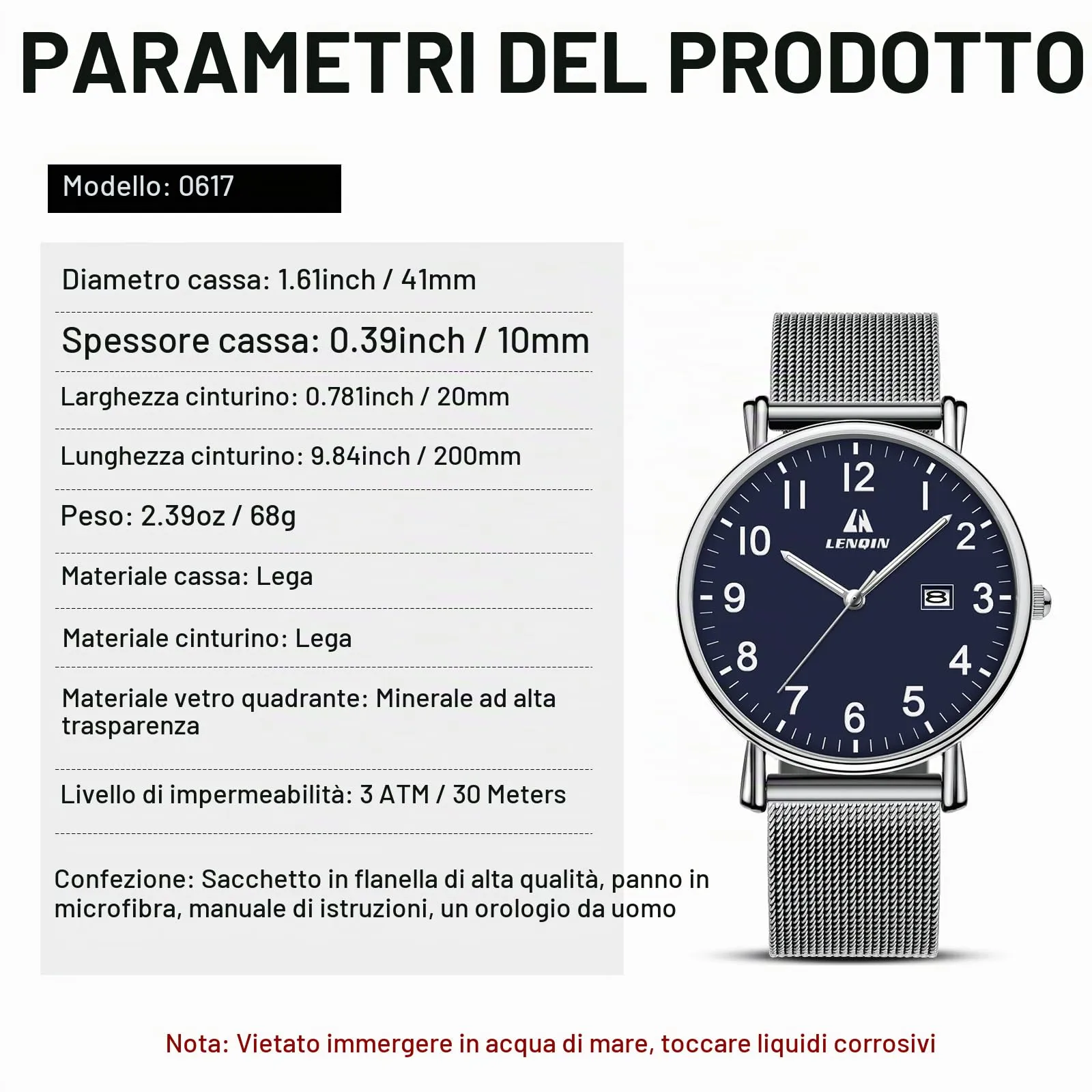 LN LENQIN Orologio Da Uomo In Acciaio Inossidabile Orologi Da Uomo Orologi Da Polso Al Quarzo Analogici 30m Impermeabile Orologio Casual Alla Moda Per - immagine 5