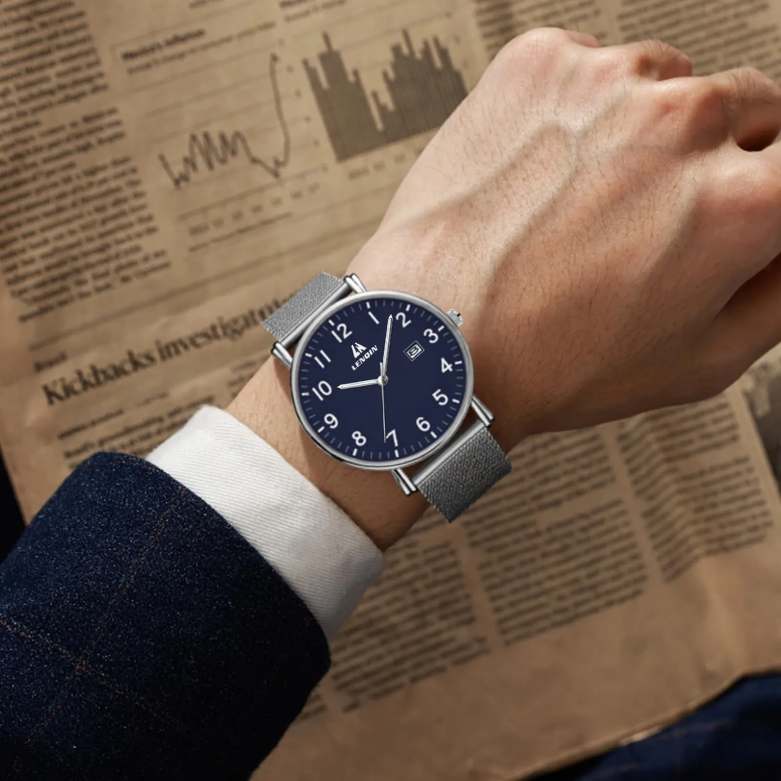 LN LENQIN Orologio Da Uomo In Acciaio Inossidabile Orologi Da Uomo Orologi Da Polso Al Quarzo Analogici 30m Impermeabile Orologio Casual Alla Moda Per - immagine 6