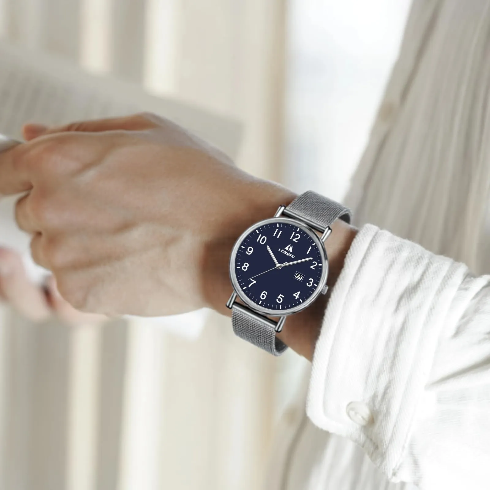 LN LENQIN Orologio Da Uomo In Acciaio Inossidabile Orologi Da Uomo Orologi Da Polso Al Quarzo Analogici 30m Impermeabile Orologio Casual Alla Moda Per - immagine 7