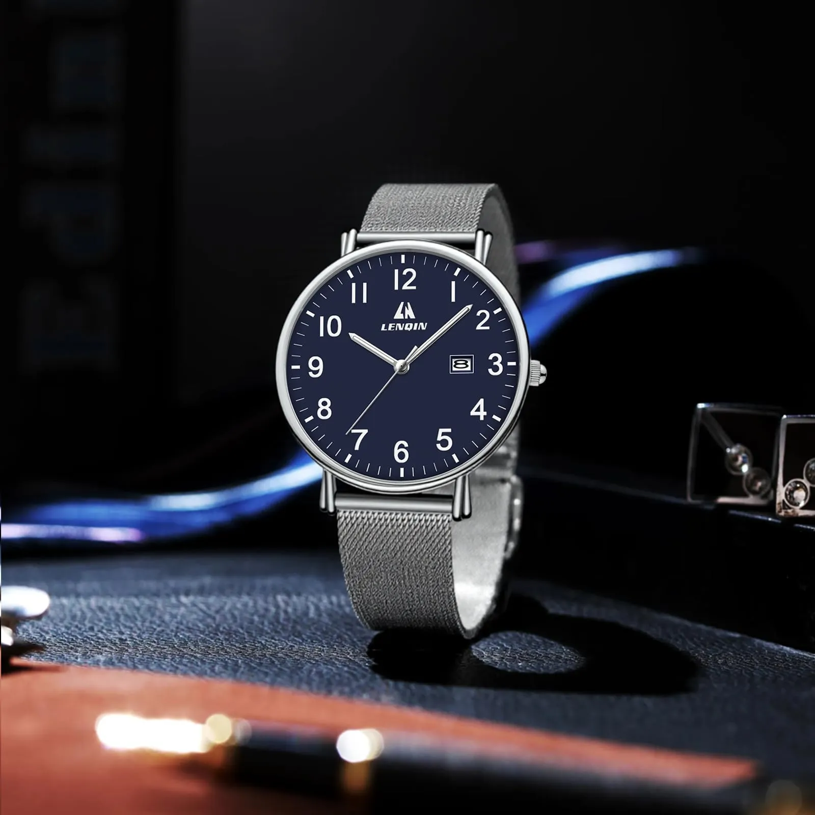 LN LENQIN Orologio Da Uomo In Acciaio Inossidabile Orologi Da Uomo Orologi Da Polso Al Quarzo Analogici 30m Impermeabile Orologio Casual Alla Moda Per - immagine 8
