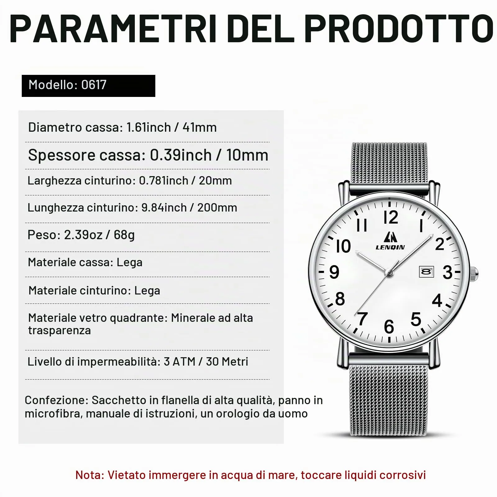 LN LENQIN Orologio Da Uomo In Acciaio Inossidabile Orologi Da Uomo Orologi Da Polso Al Quarzo Analogici 30m Impermeabile Orologio Casual Alla Moda Per - immagine 5