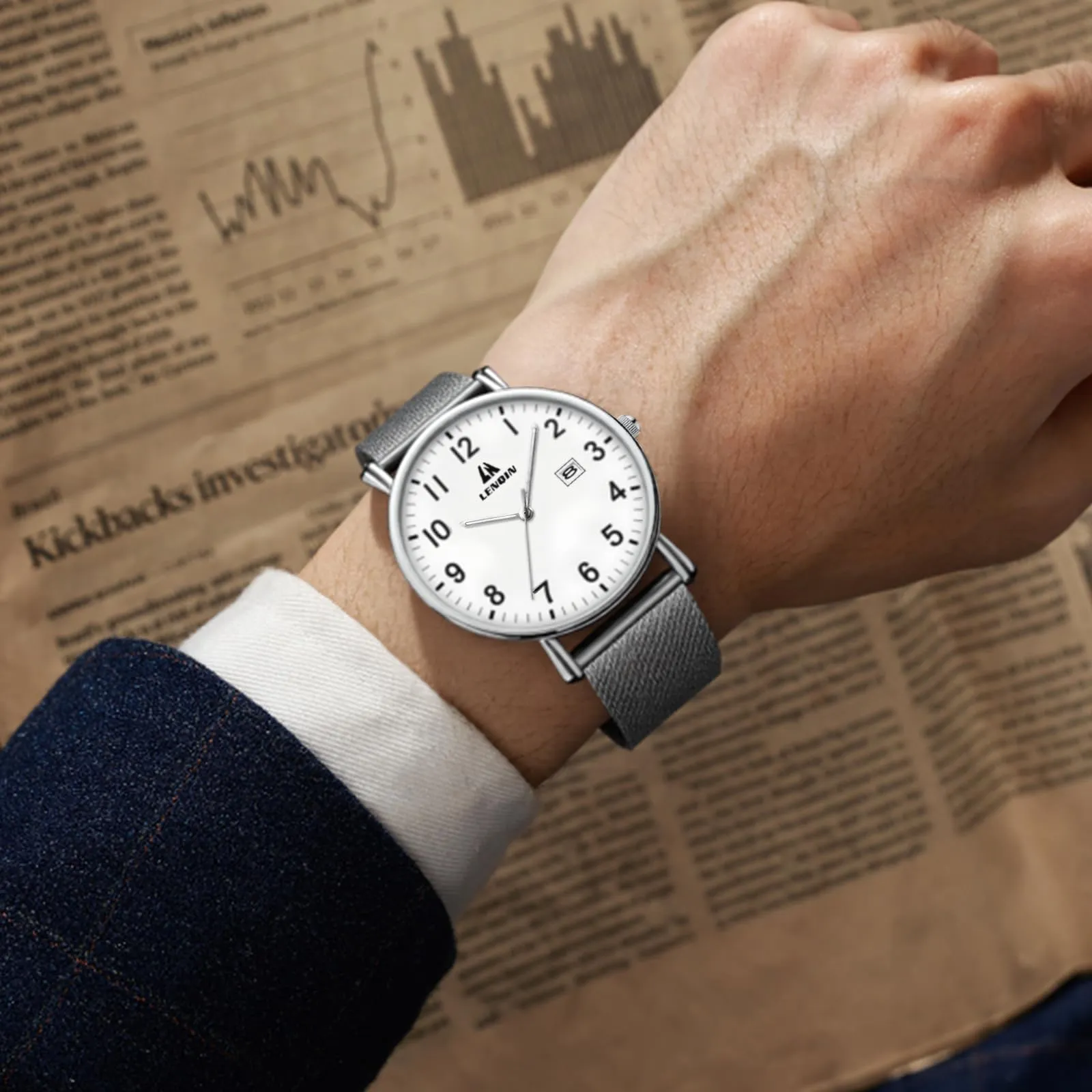 LN LENQIN Orologio Da Uomo In Acciaio Inossidabile Orologi Da Uomo Orologi Da Polso Al Quarzo Analogici 30m Impermeabile Orologio Casual Alla Moda Per - immagine 6