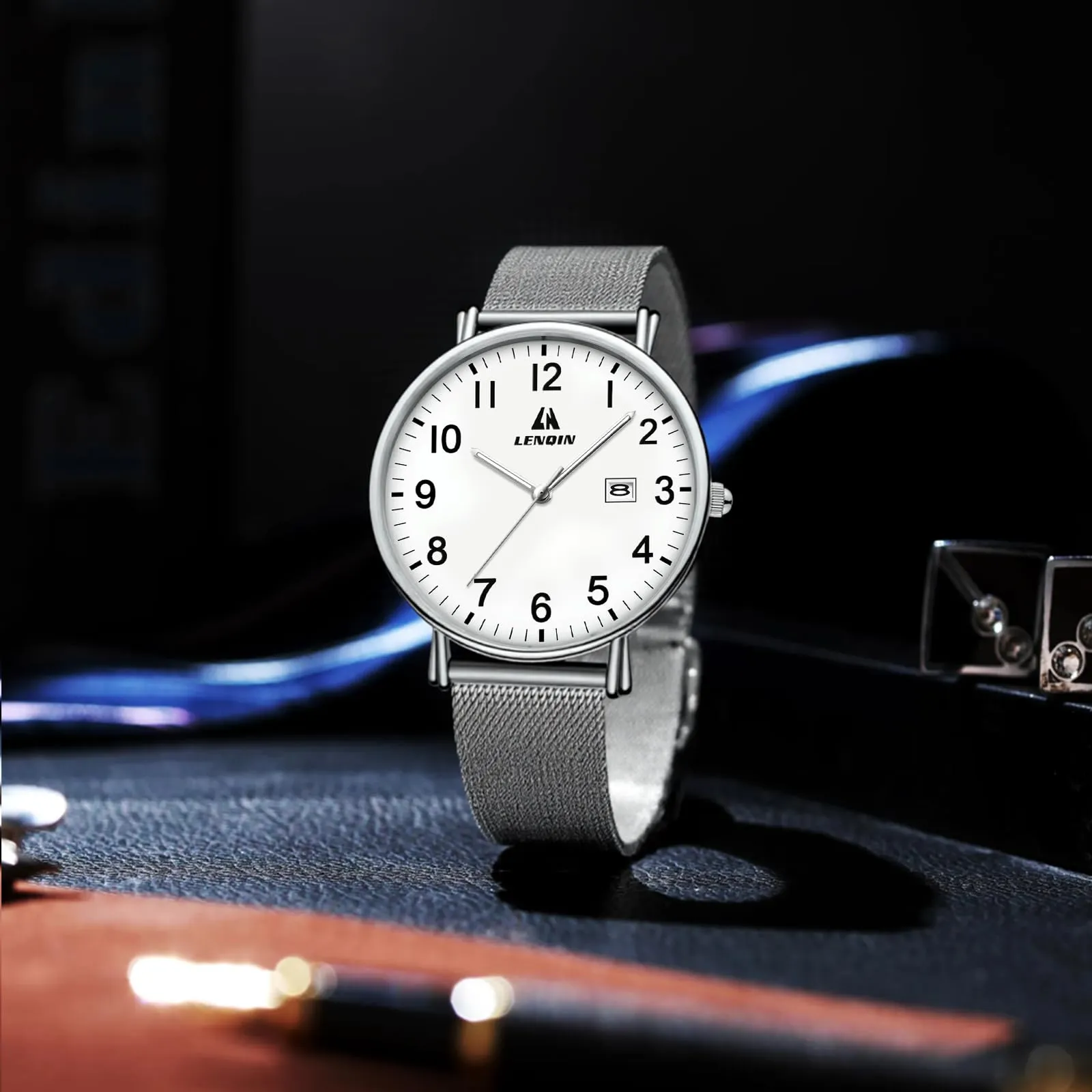 LN LENQIN Orologio Da Uomo In Acciaio Inossidabile Orologi Da Uomo Orologi Da Polso Al Quarzo Analogici 30m Impermeabile Orologio Casual Alla Moda Per - immagine 8