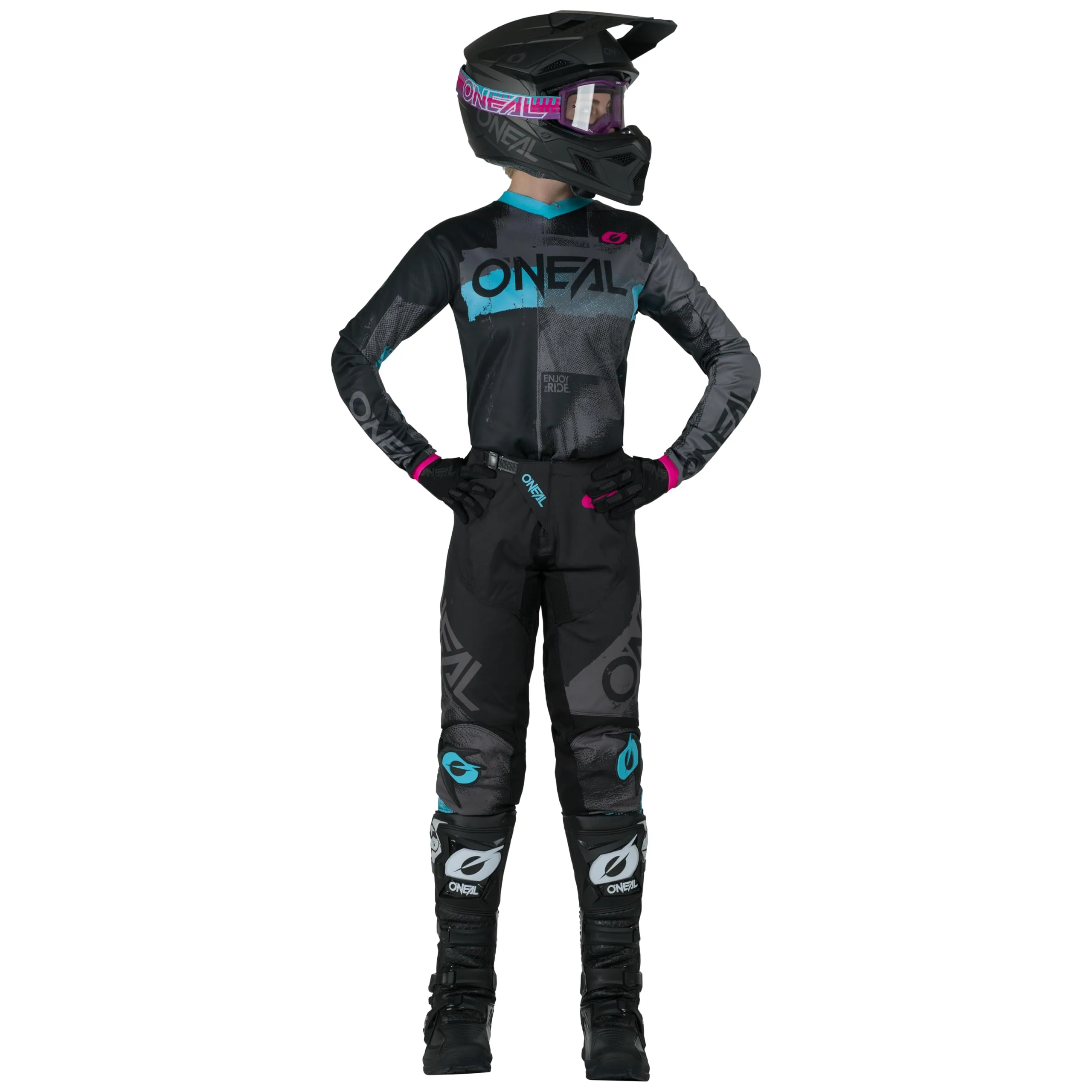 O'Neal Element Jersey Roller Element Jersey da Donna (Confezione da 1), Nero/Ciano, XXL - immagine 4