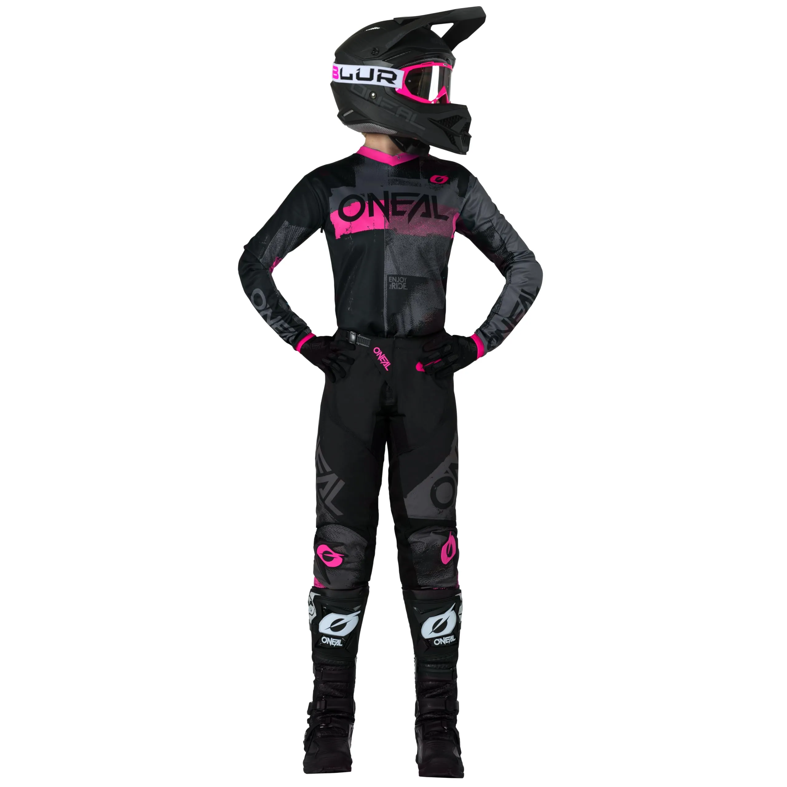 O'Neal Element Jersey Roller Element Jersey da Donna (Confezione da 1), Nero/Rosa, L - immagine 3