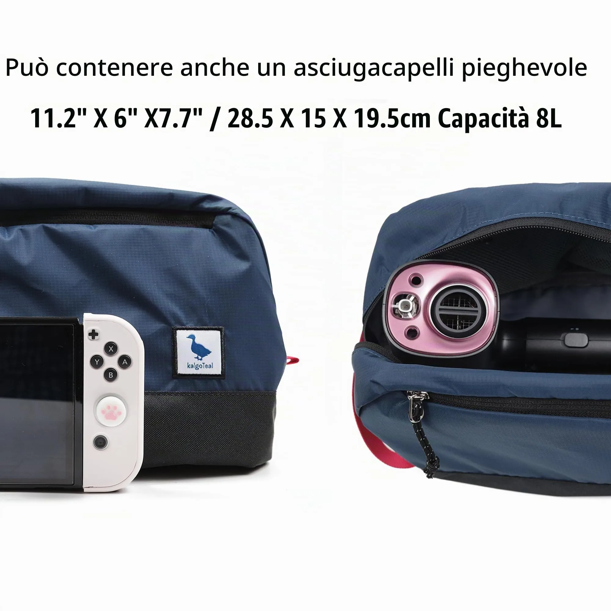 Borsa da viaggio per articoli igienici 8L, borsa lavaggio grande con scomparto umido/secco in TPU impermeabile - immagine 9