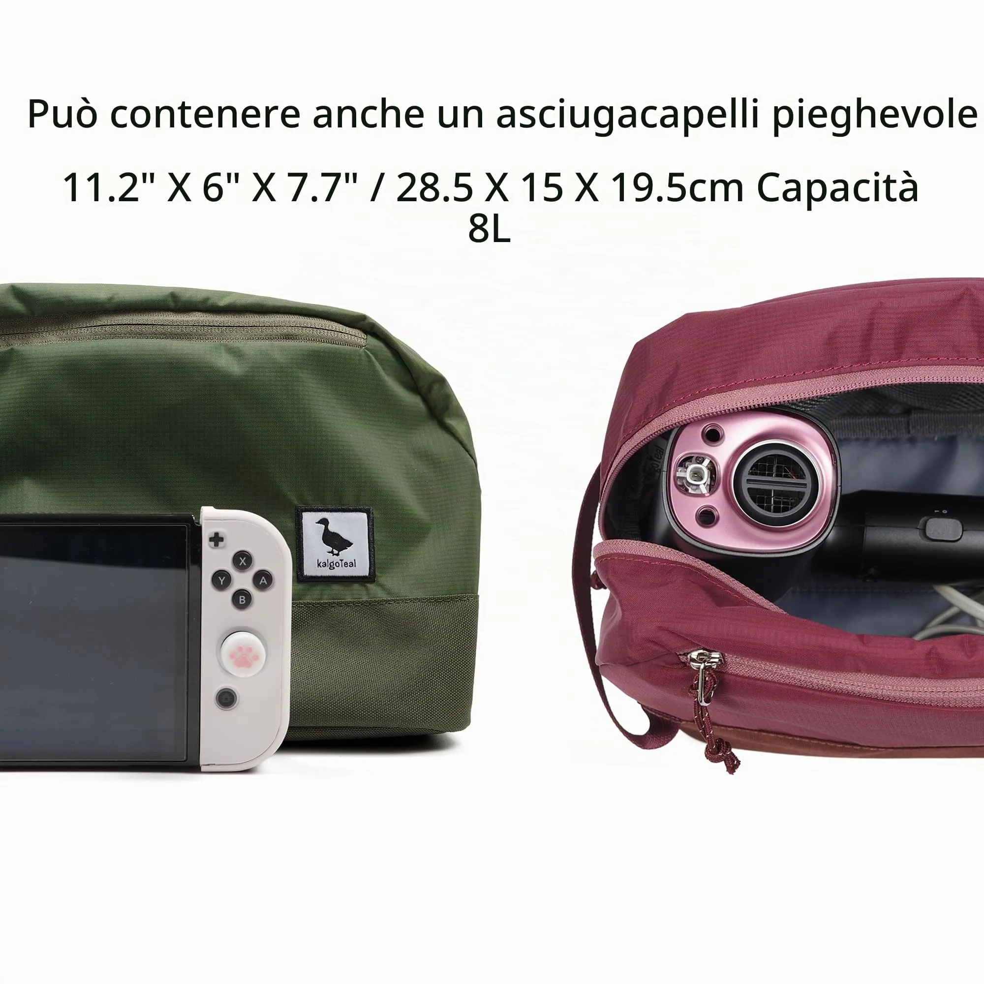 Borsa da viaggio per articoli igienici 8L, borsa lavaggio grande con scomparto umido/secco in TPU impermeabile - immagine 8