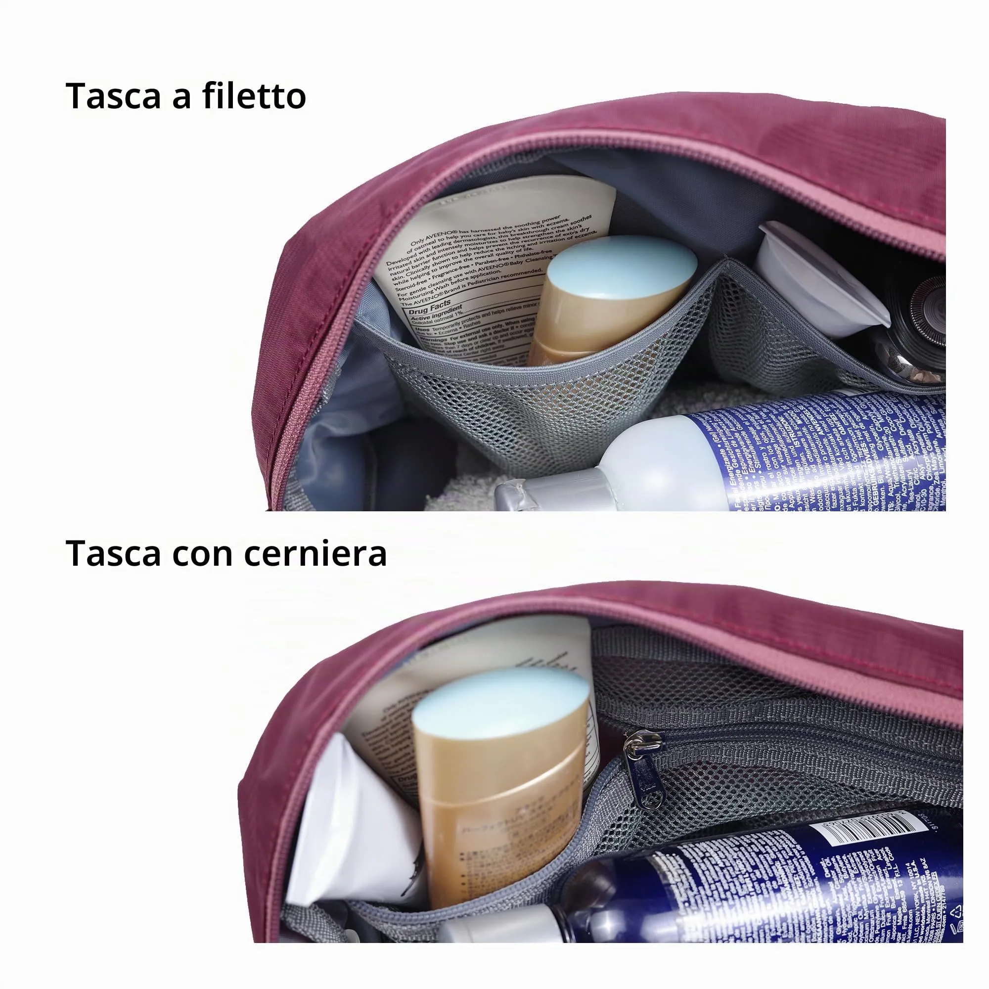 Borsa da viaggio per articoli igienici 8L, borsa lavaggio grande con scomparto umido/secco in TPU impermeabile - immagine 4