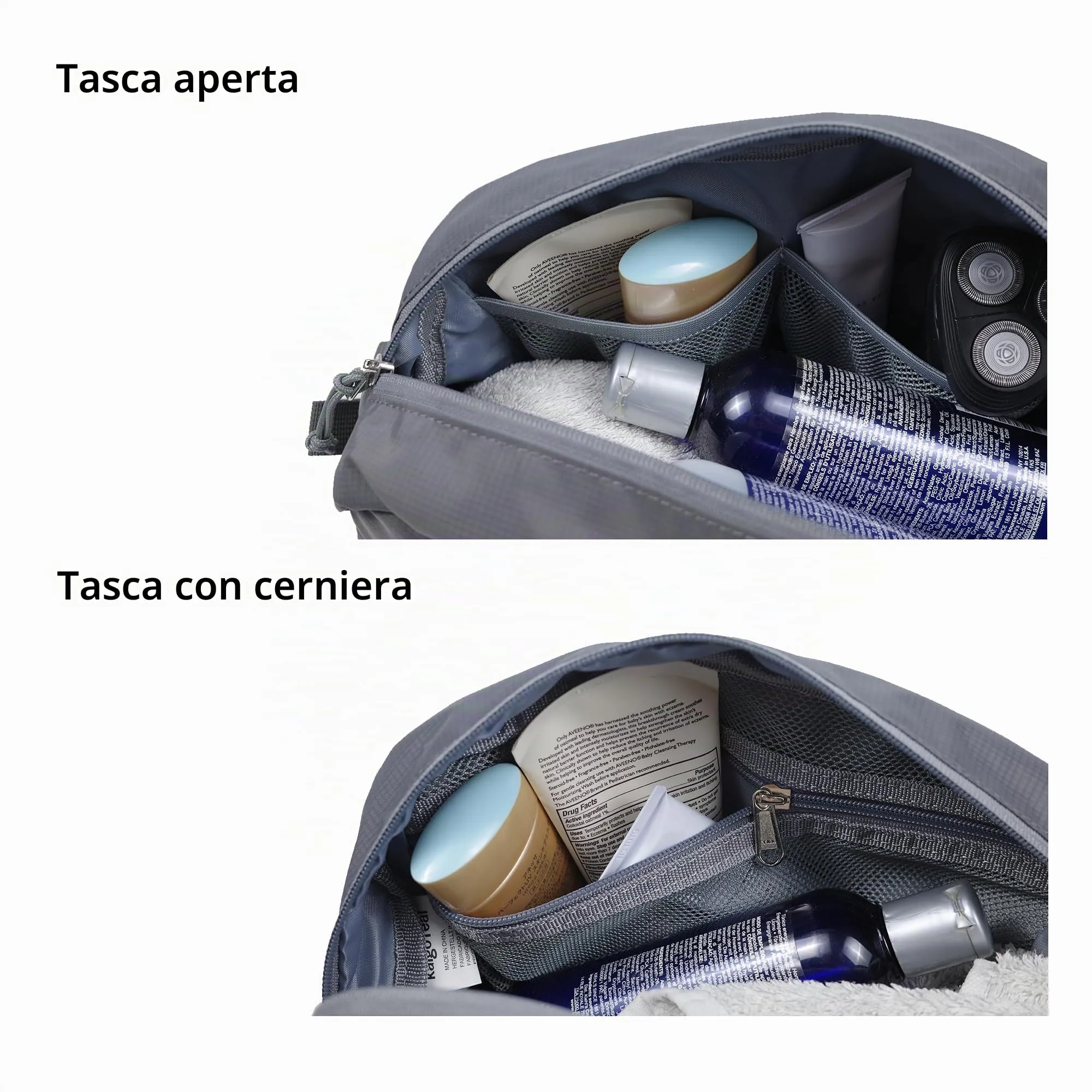 Borsa da viaggio per articoli igienici 8L, borsa lavaggio grande con scomparto umido/secco in TPU impermeabile - immagine 5