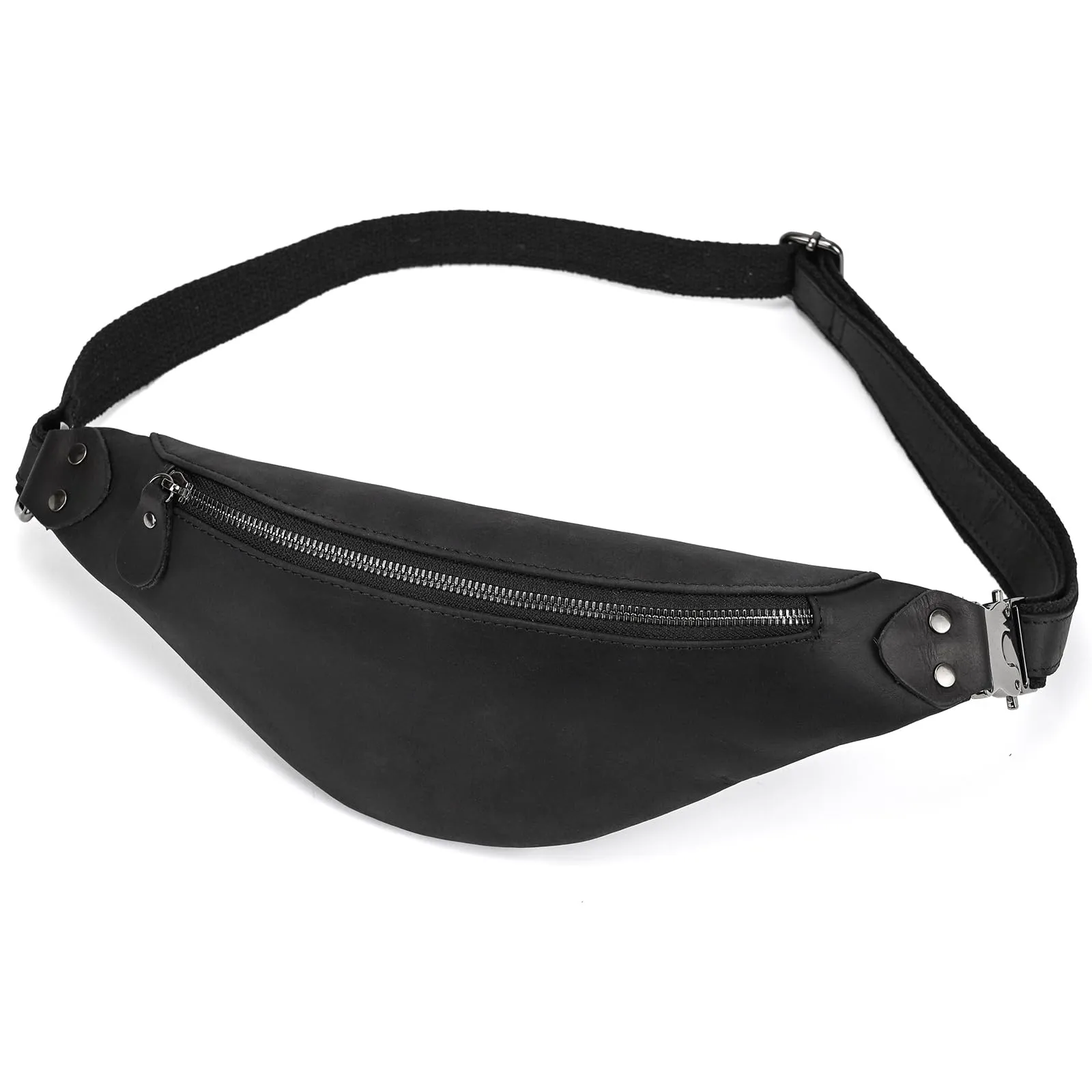 marsupio in vera pelle marsupi per uomo donna marsupio nero per viaggi festival passeggiate sport corsa palestra all'aperto allenamento esercizio marsupio Vintage Shoulder Bag, 1033FMH Black - immagine 1