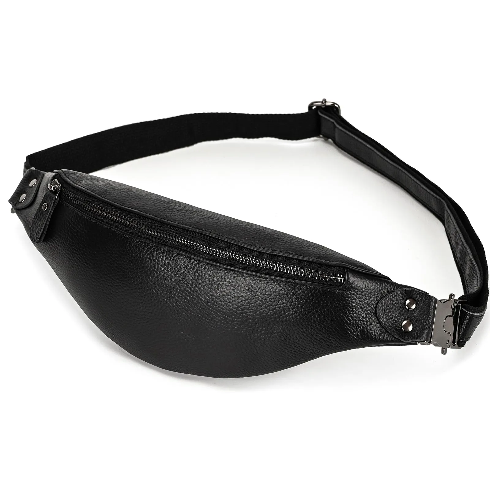 marsupio in vera pelle marsupi per uomo donna marsupio nero per viaggi festival passeggiate sport corsa palestra all'aperto allenamento esercizio Vintage Shoulder Bag, 1033LZW Black - immagine 1