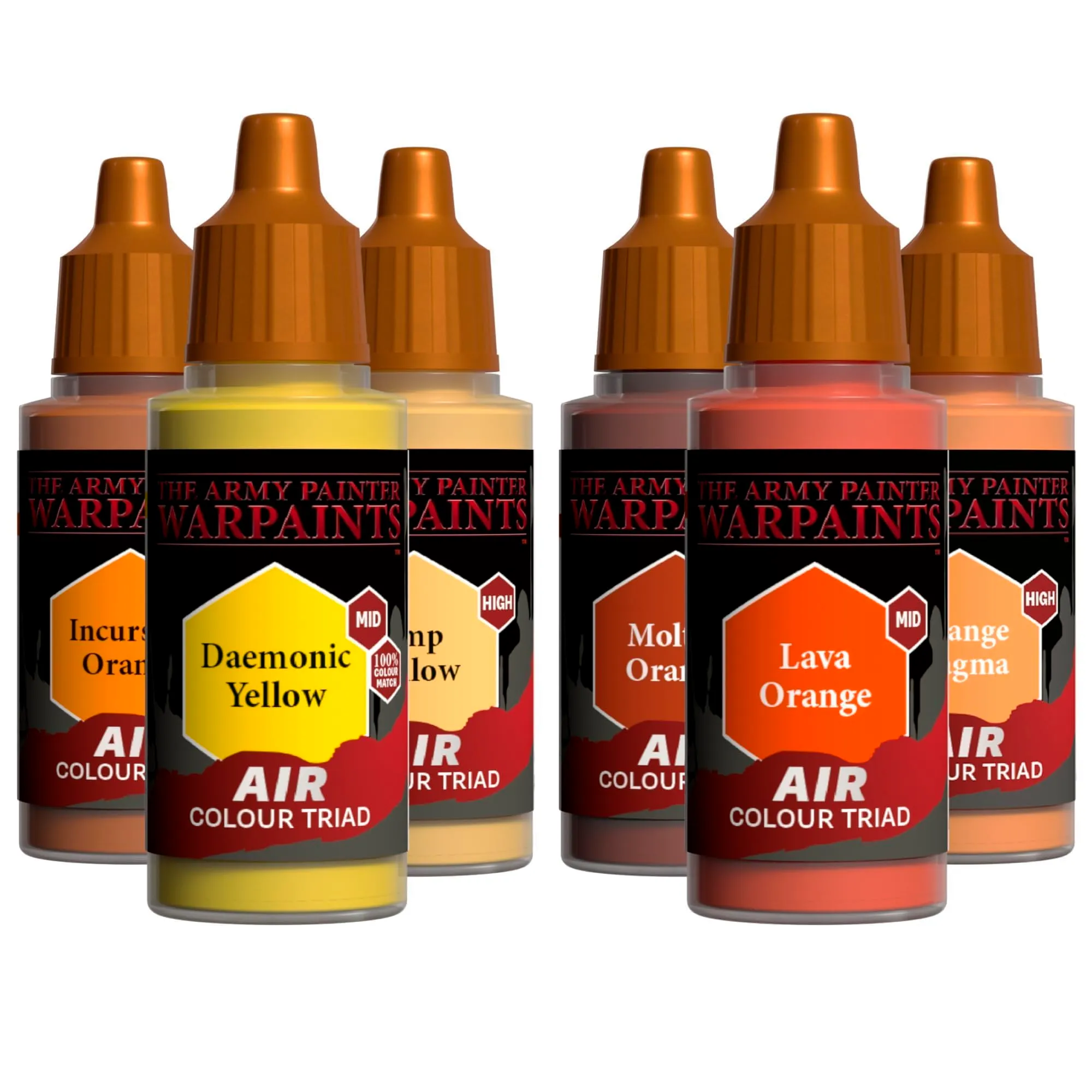 The Army Painter, Air Triads Orange + Yellow, 6 x 18 ml, aerografo - immagine 1