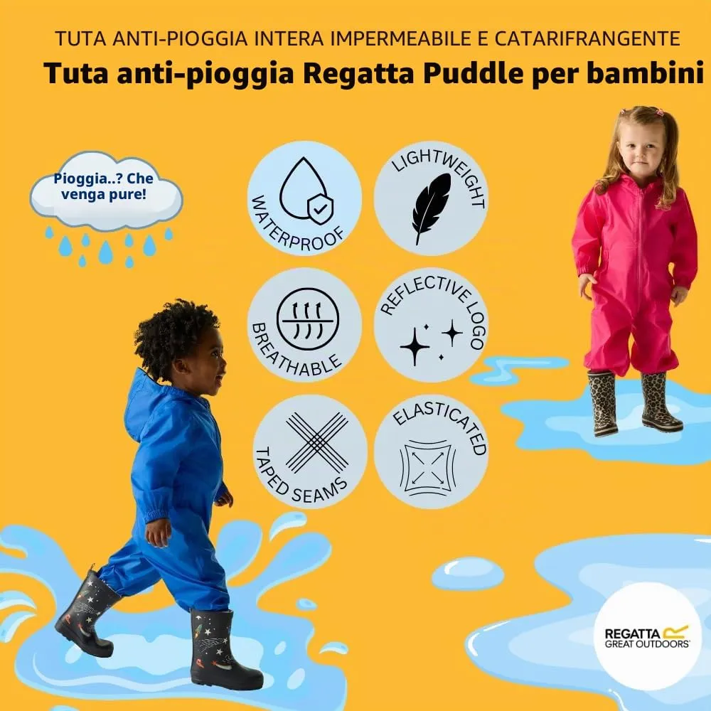 Regatta Tuta Antipioggia per Bambini Puddle Suit Impermeabile e Riflettente - immagine 10